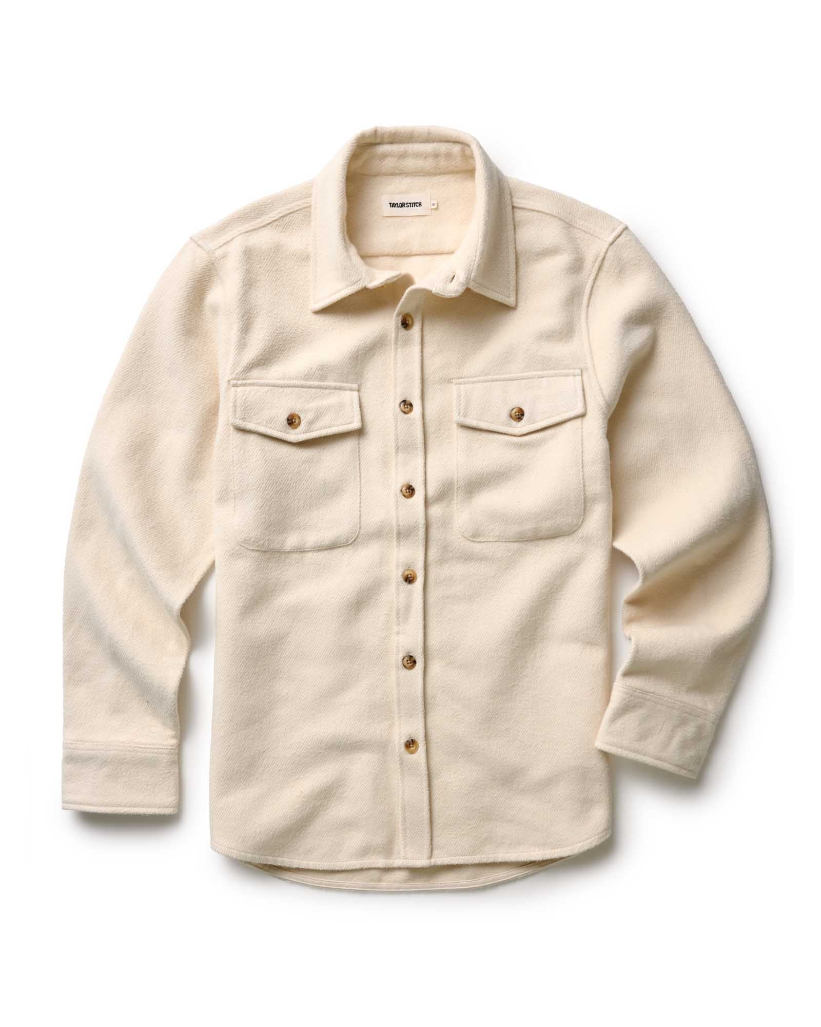The Maritime Shirt Jacket in Vintage White Moleskin Twill: Featured Image, Outerwear by Taylor Stitch