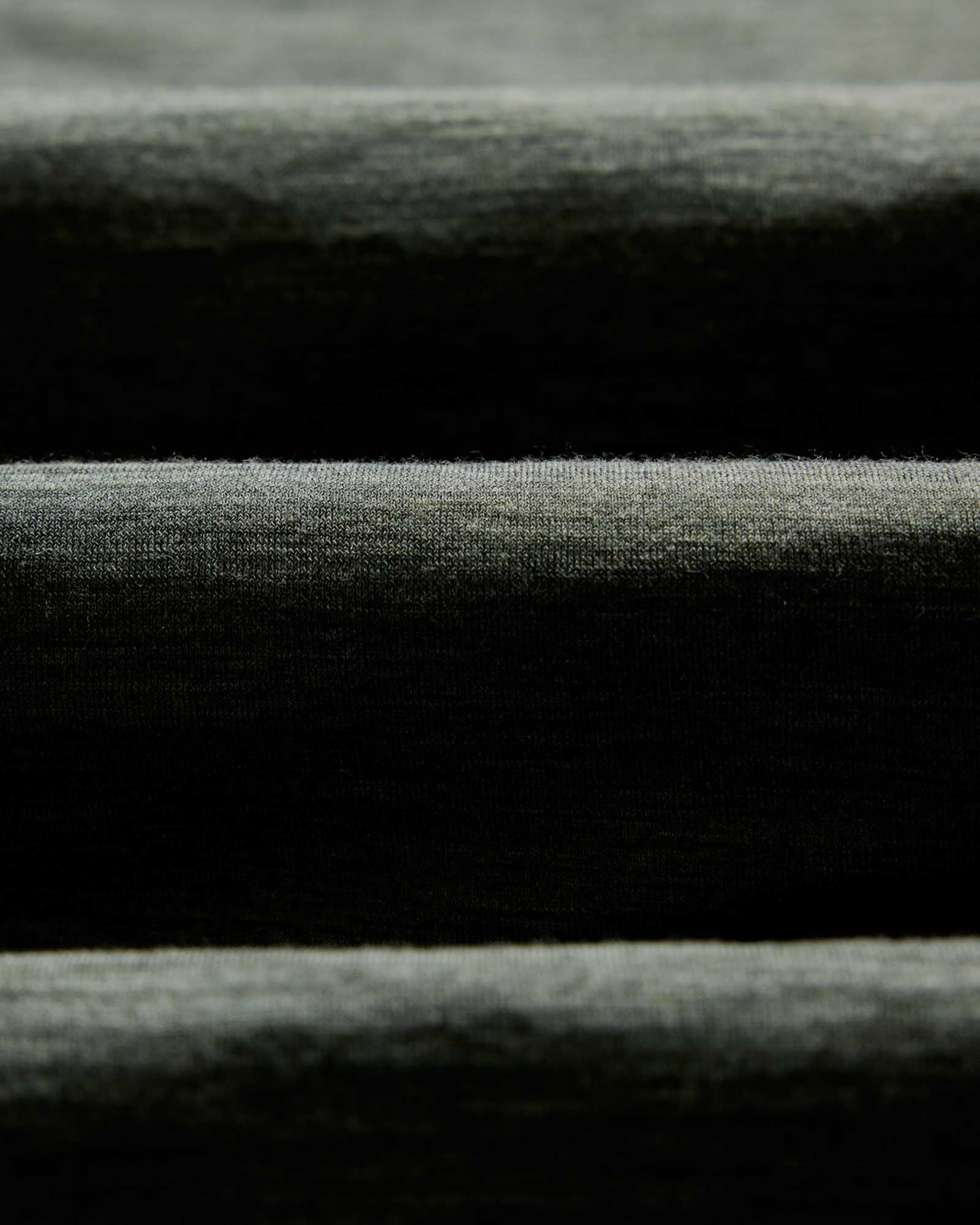 material shot of the fabric on The Merino Long Sleeve Tee in Heather Army, Knits by Taylor Stitch