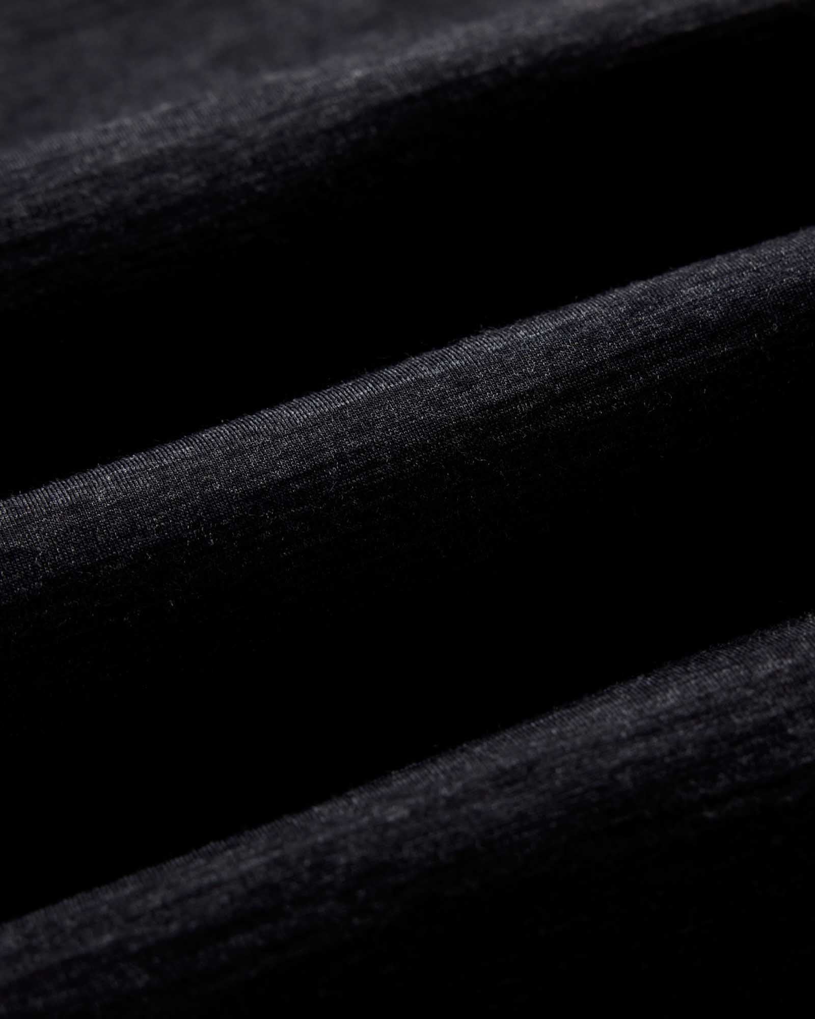 material shot of the fabric on The Merino Long Sleeve Tee in Heather Black, Knits by Taylor Stitch