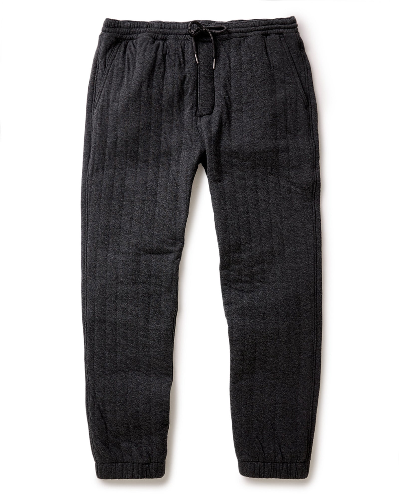 flatlay of The Apres Pant in Heather Coal Quilted Jersey, Bottoms by Taylor Stitch