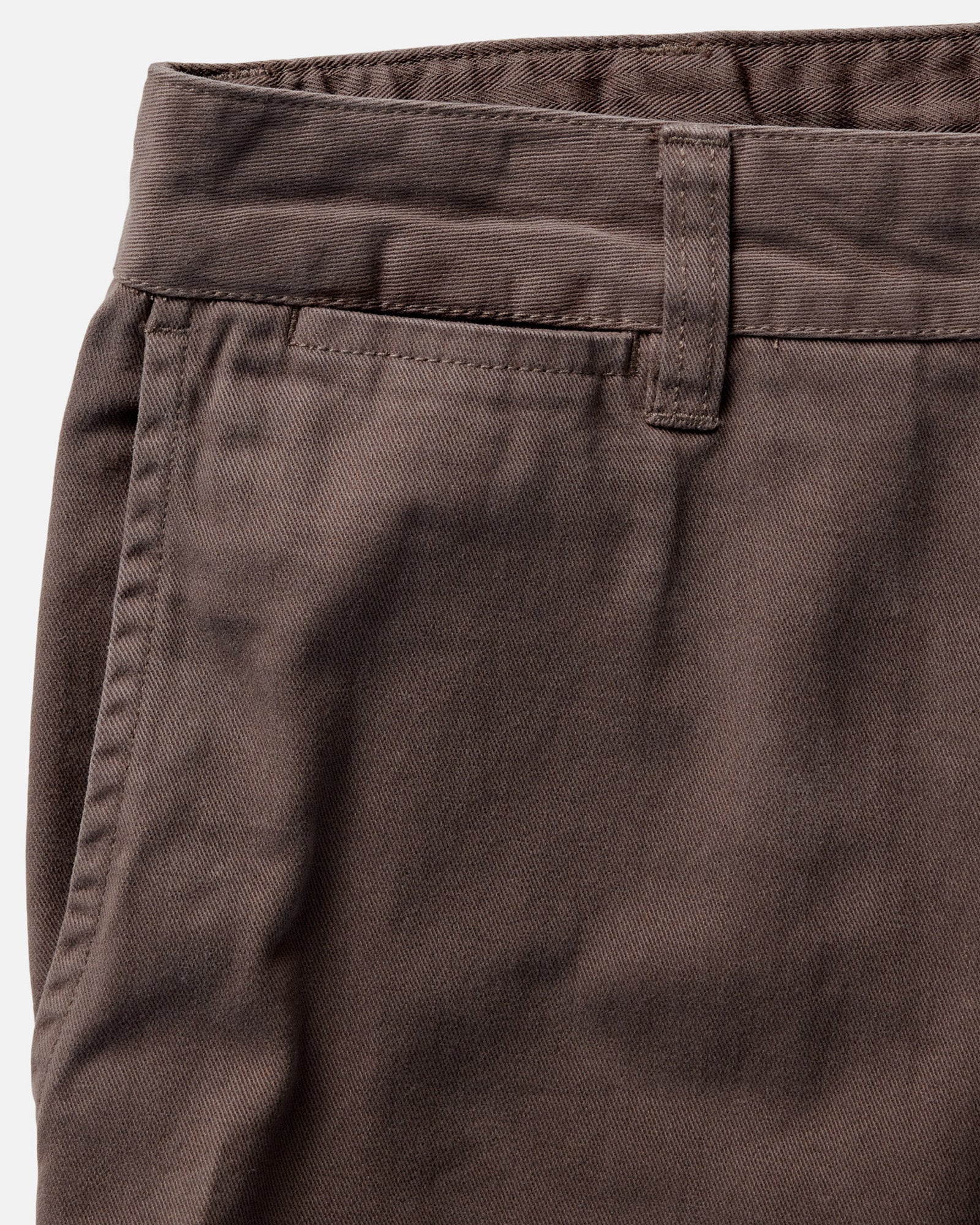 material shot of the belt loops on The Democratic Foundation Pant in Organic Espresso, Bottoms by Taylor Stitch