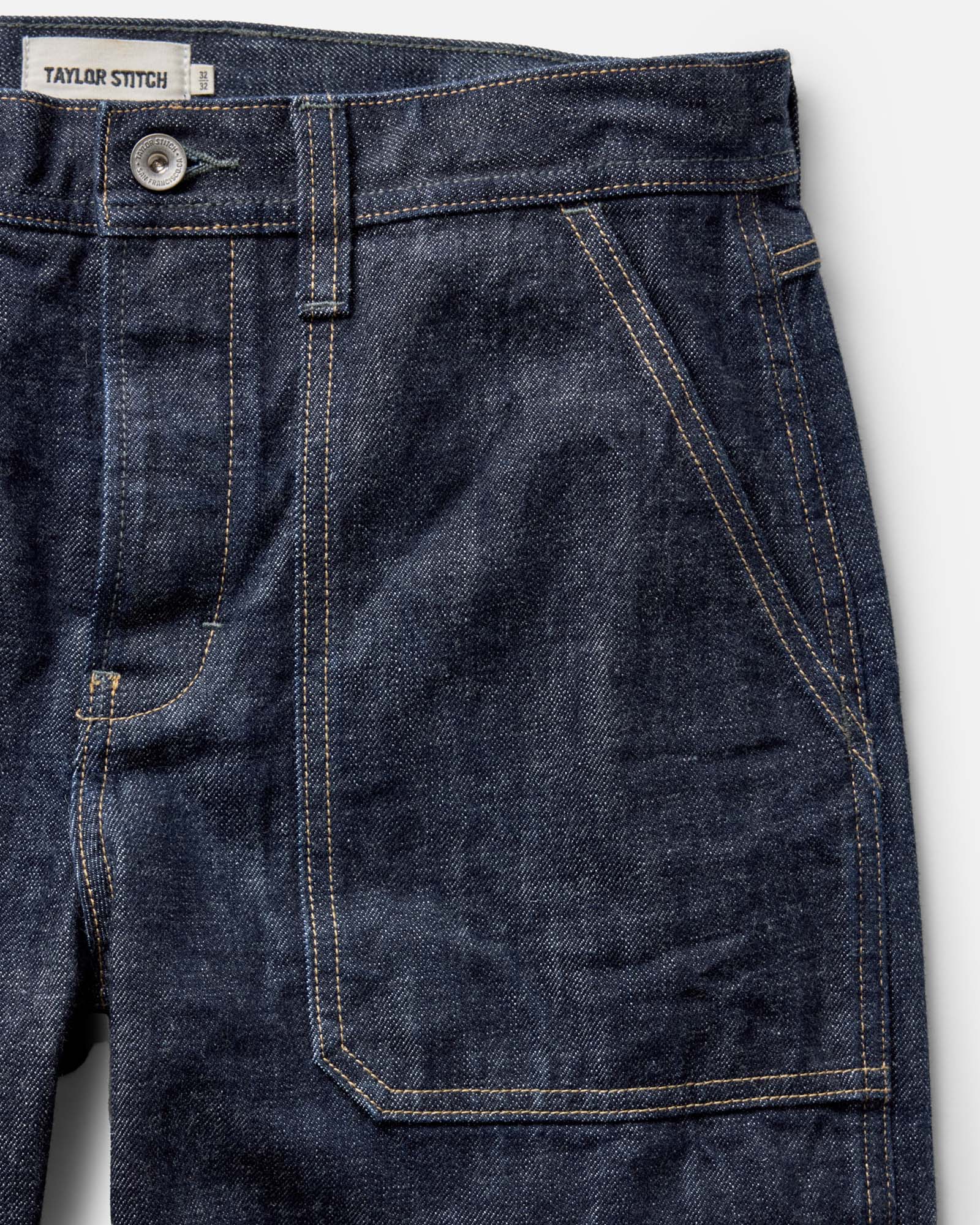 flatlay of The Mariner Jean in Rinse Organic Selvedge, Bottoms by Taylor Stitch