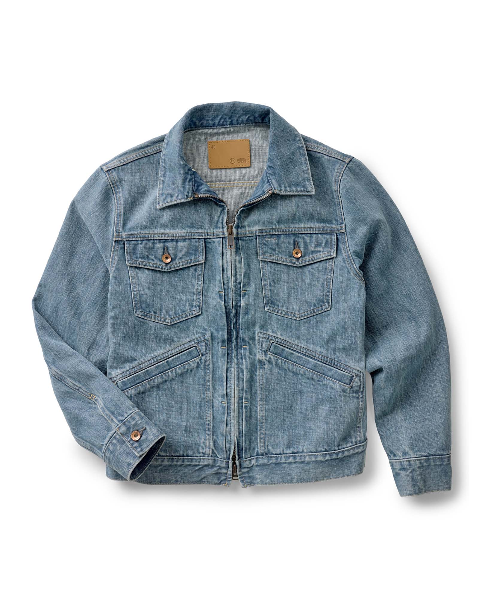 flatlay of The Roper Jacket in Vintage Wash Organic Selvedge, Outerwear by Taylor Stitch