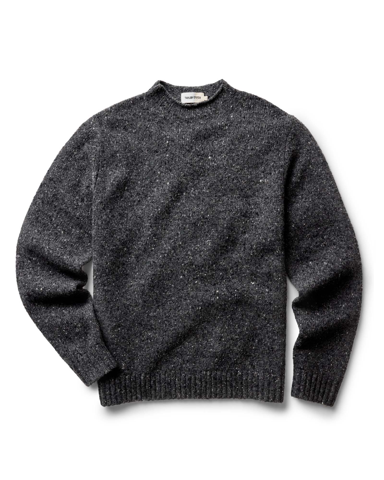 flatlay of The Seafarer Sweater in Charcoal Donegal, Knits by Taylor Stitch