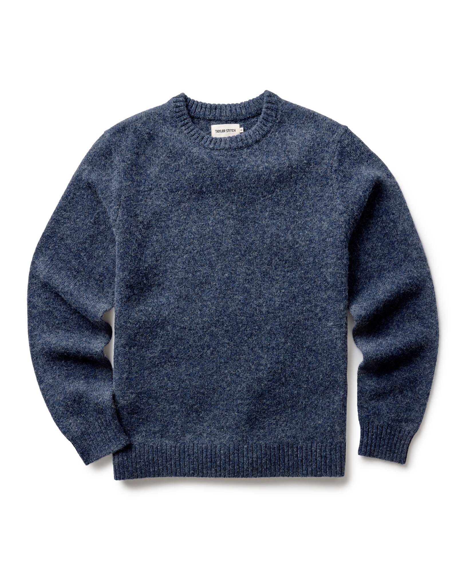 flatlay of The Eastmoor Sweater in Heather Night Wool, Knits by Taylor Stitch