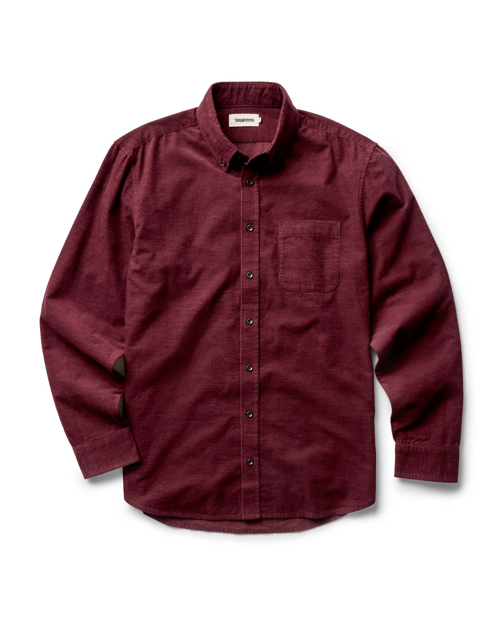 flatlay of The Jack in Heather Burgundy Pincord, Wovens by Taylor Stitch