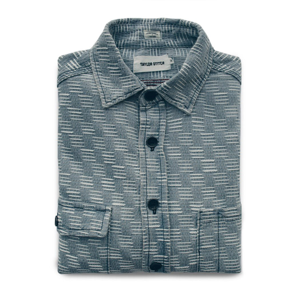 The Utility Shirt in Washed Indigo Jacquard: Featured Image, Wovens by Taylor Stitch