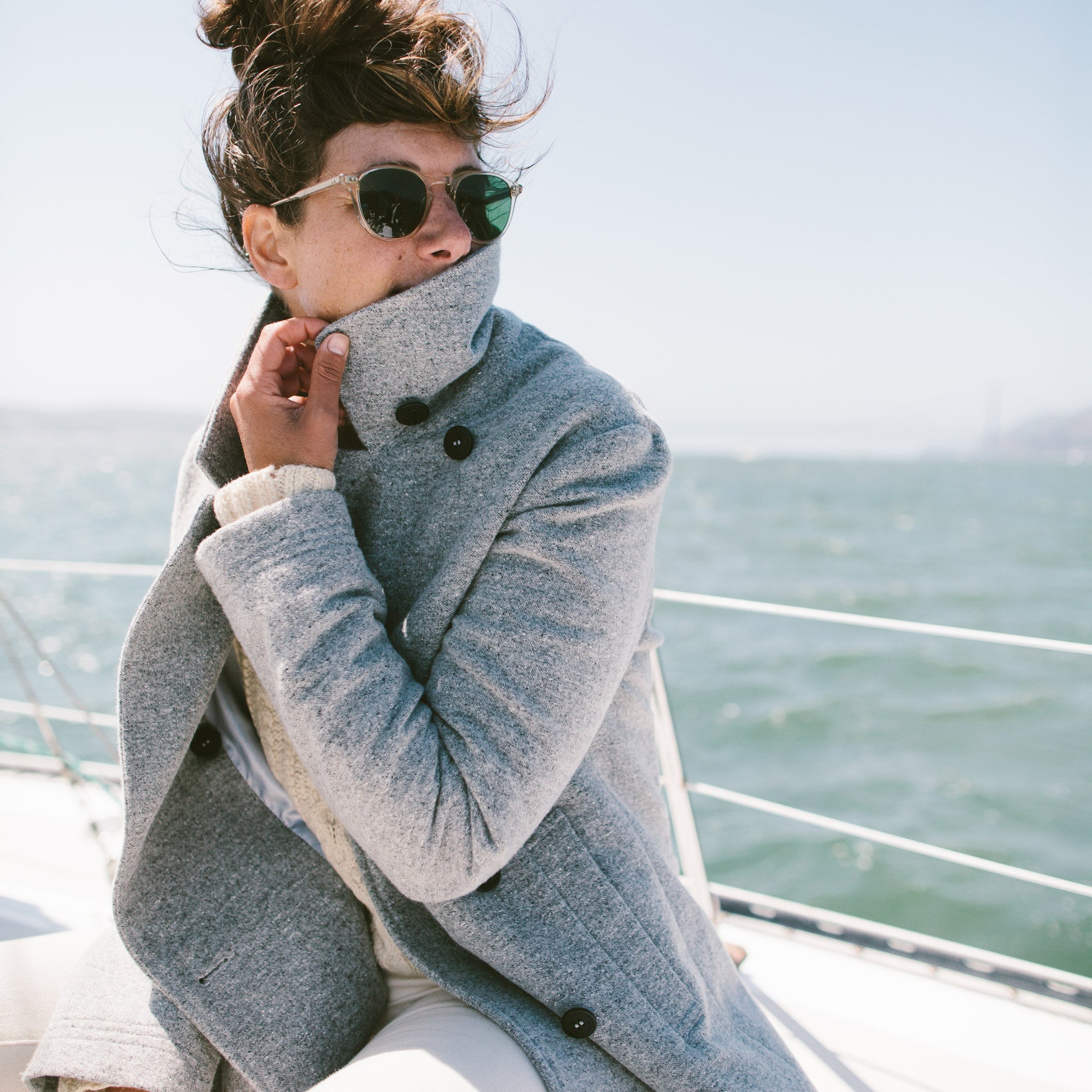 The Mariner Peacoat in Ash Donegal Lambswool: Alternate Image 1, Outerwear by Taylor Stitch