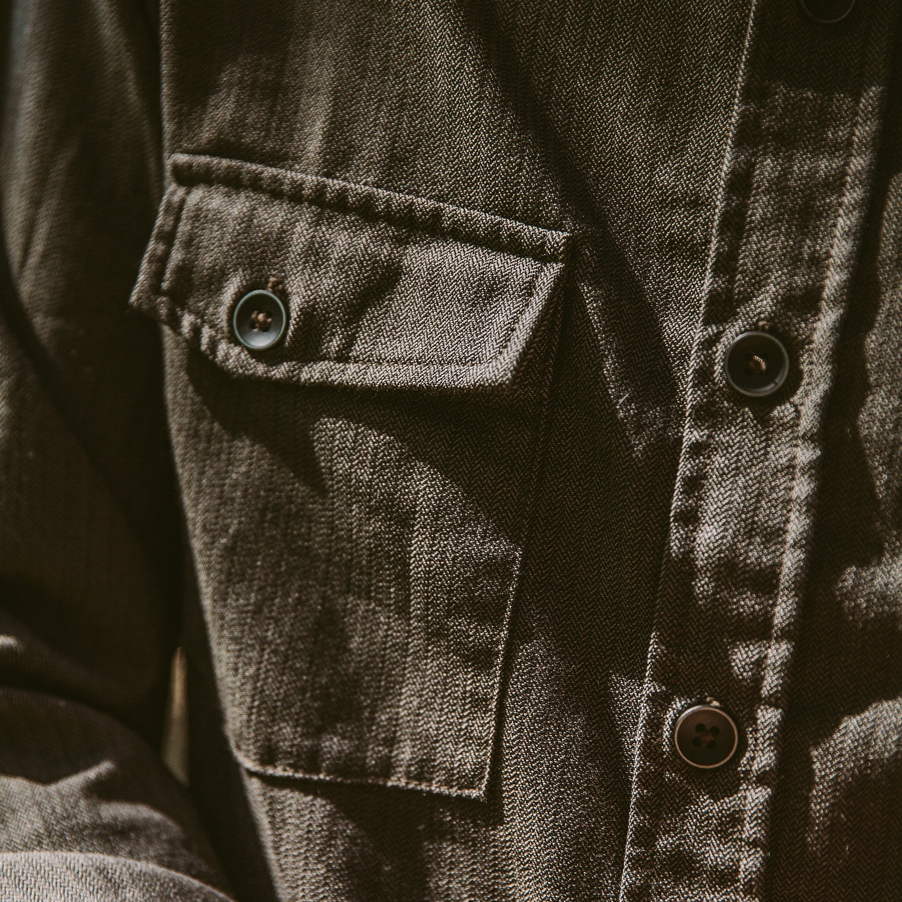 The Utility Shirt in Moss Merino 4S Herringbone: Alternate Image 3, Wovens by Taylor Stitch