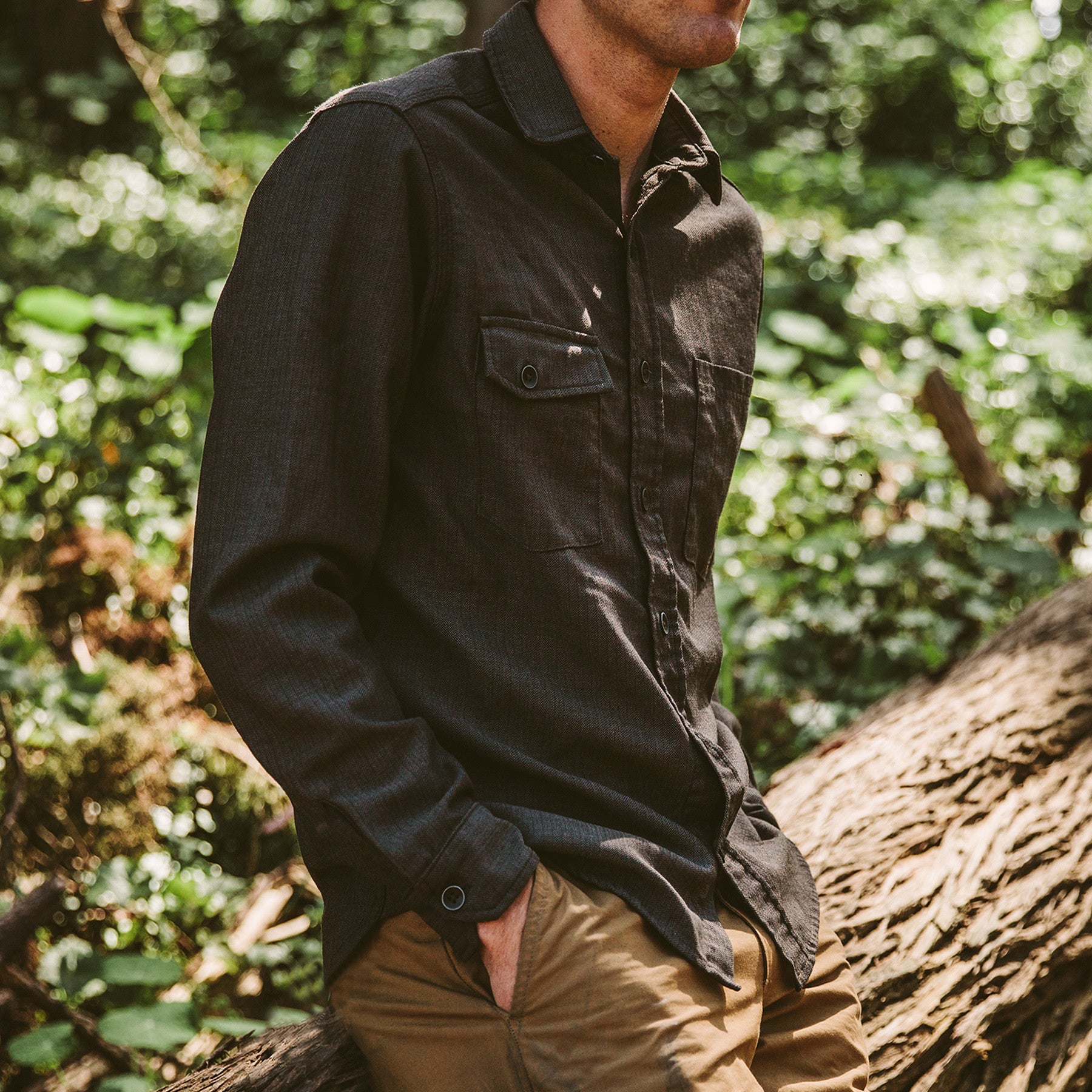 The Utility Shirt in Moss Merino 4S Herringbone: Alternate Image 2, Wovens by Taylor Stitch