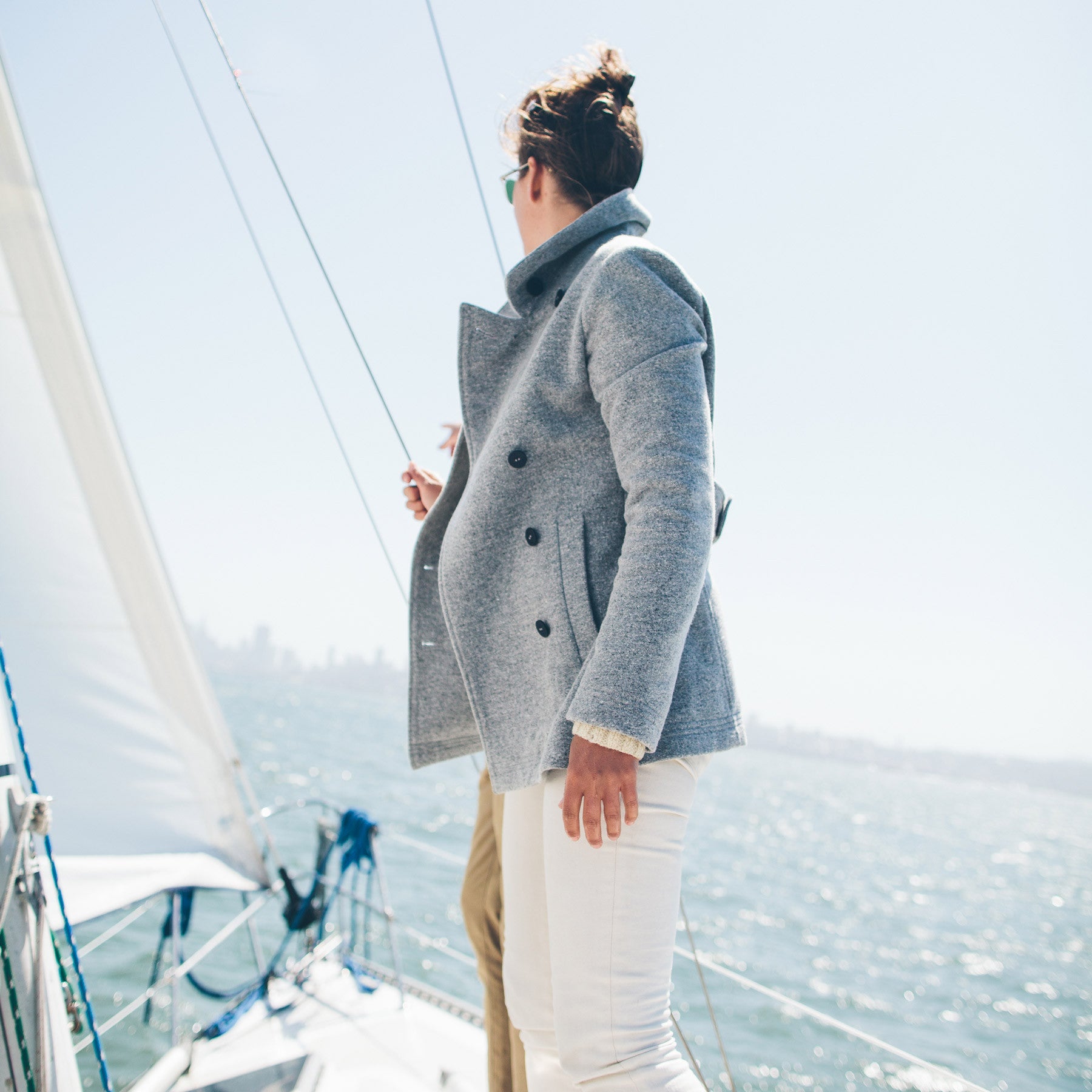 The Mariner Peacoat in Ash Donegal Lambswool: Alternate Image 3, Outerwear by Taylor Stitch