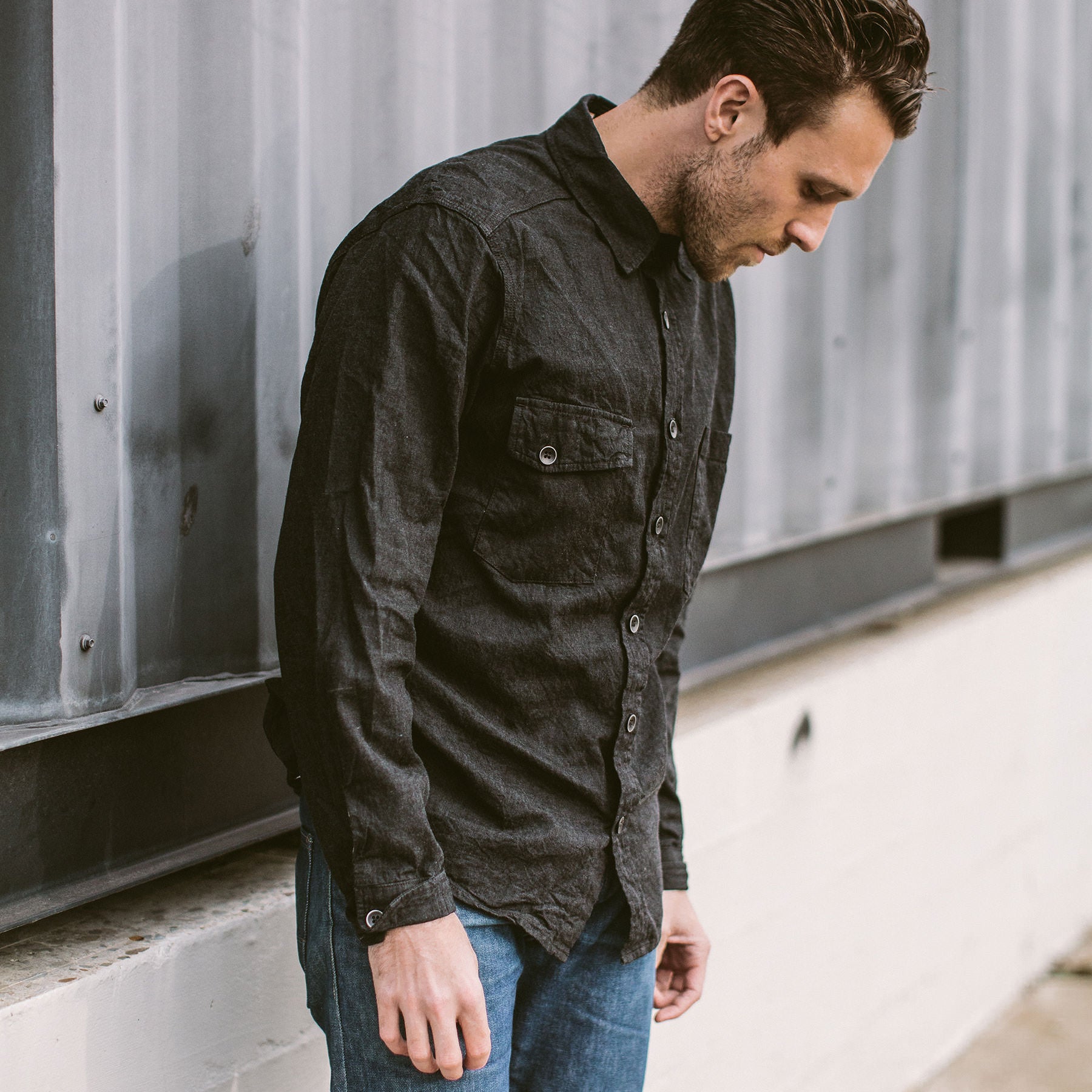 The Utility Shirt in Yoshiwa Black Selvage: Alternate Image 1, Wovens by Taylor Stitch