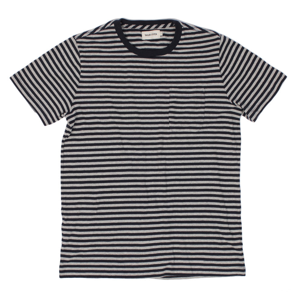 The Sequoia Stripe Tee in Navy & Grey: Featured Image, Knits by Taylor Stitch