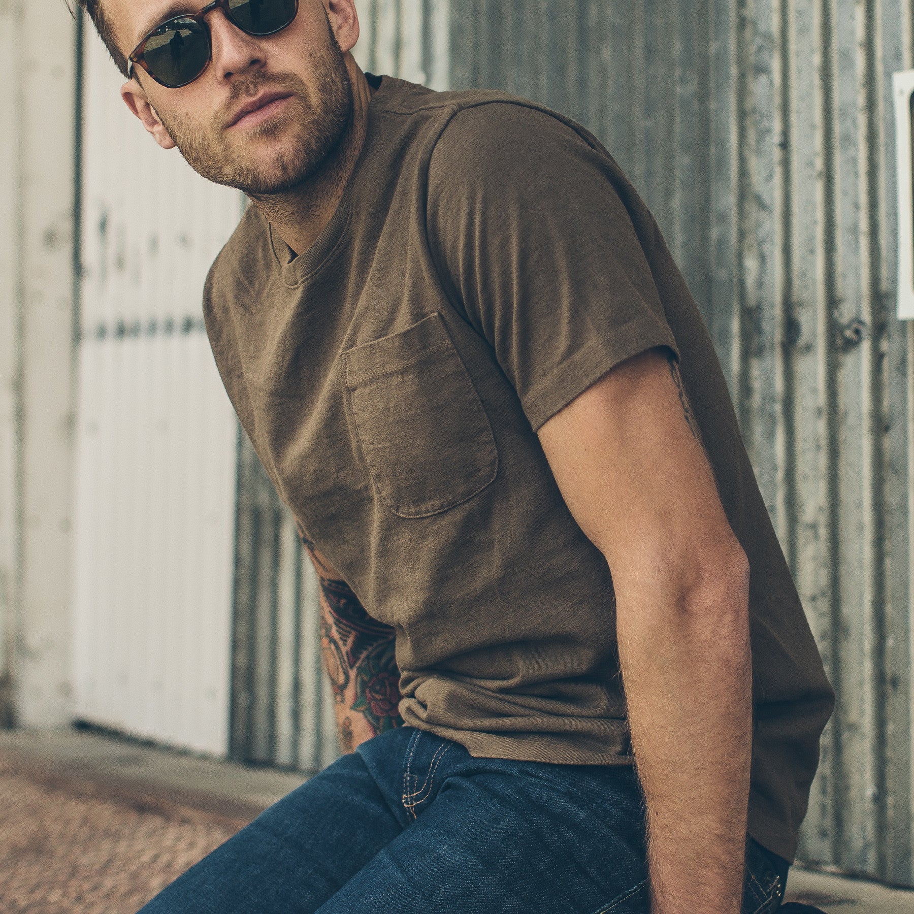 The Heavy Bag Tee in Fatigue Brown: Alternate Image 1, Knits by Taylor Stitch