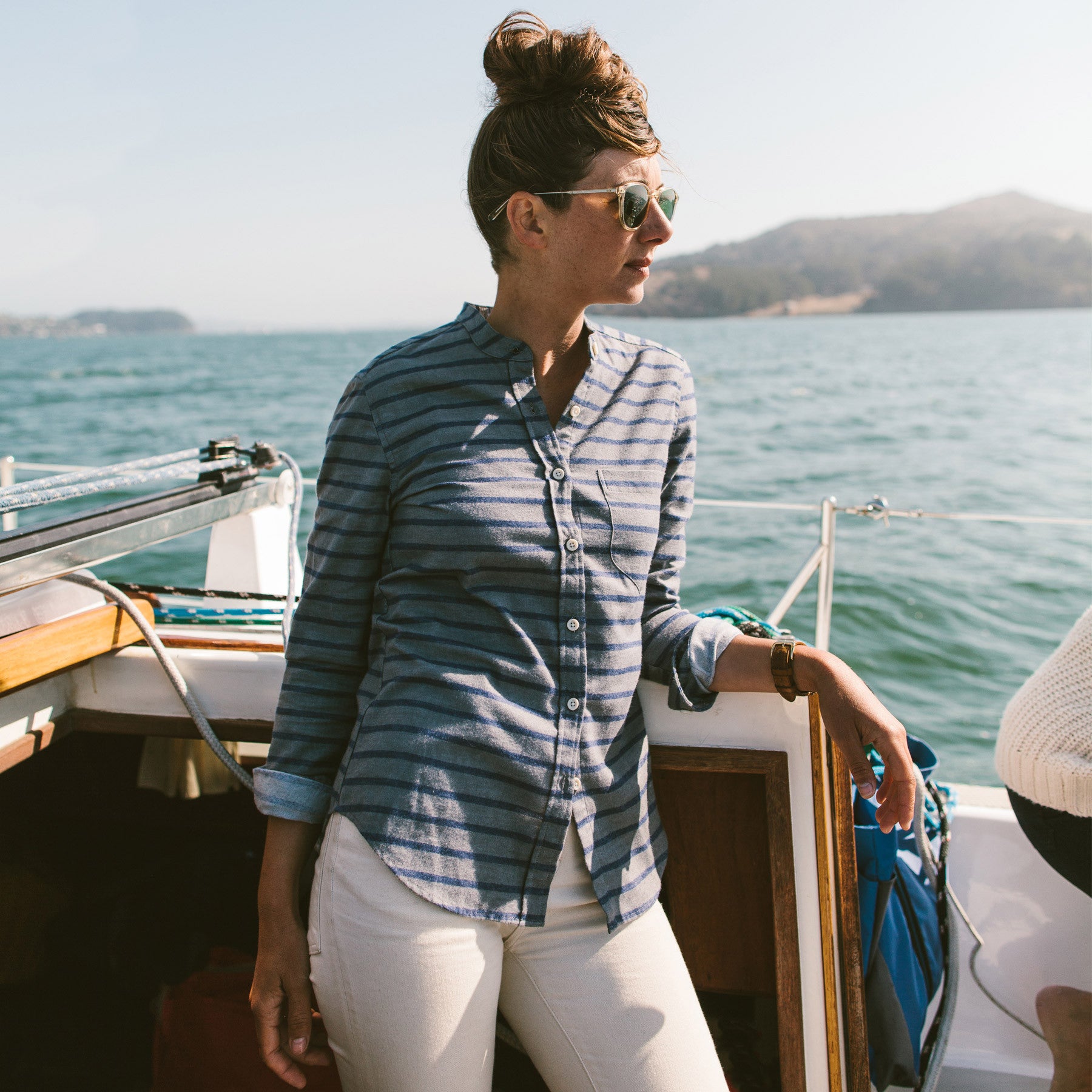 The Piper Shirt in Ash & Navy Stripe Flannel: Alternate Image 2, Wovens by Taylor Stitch