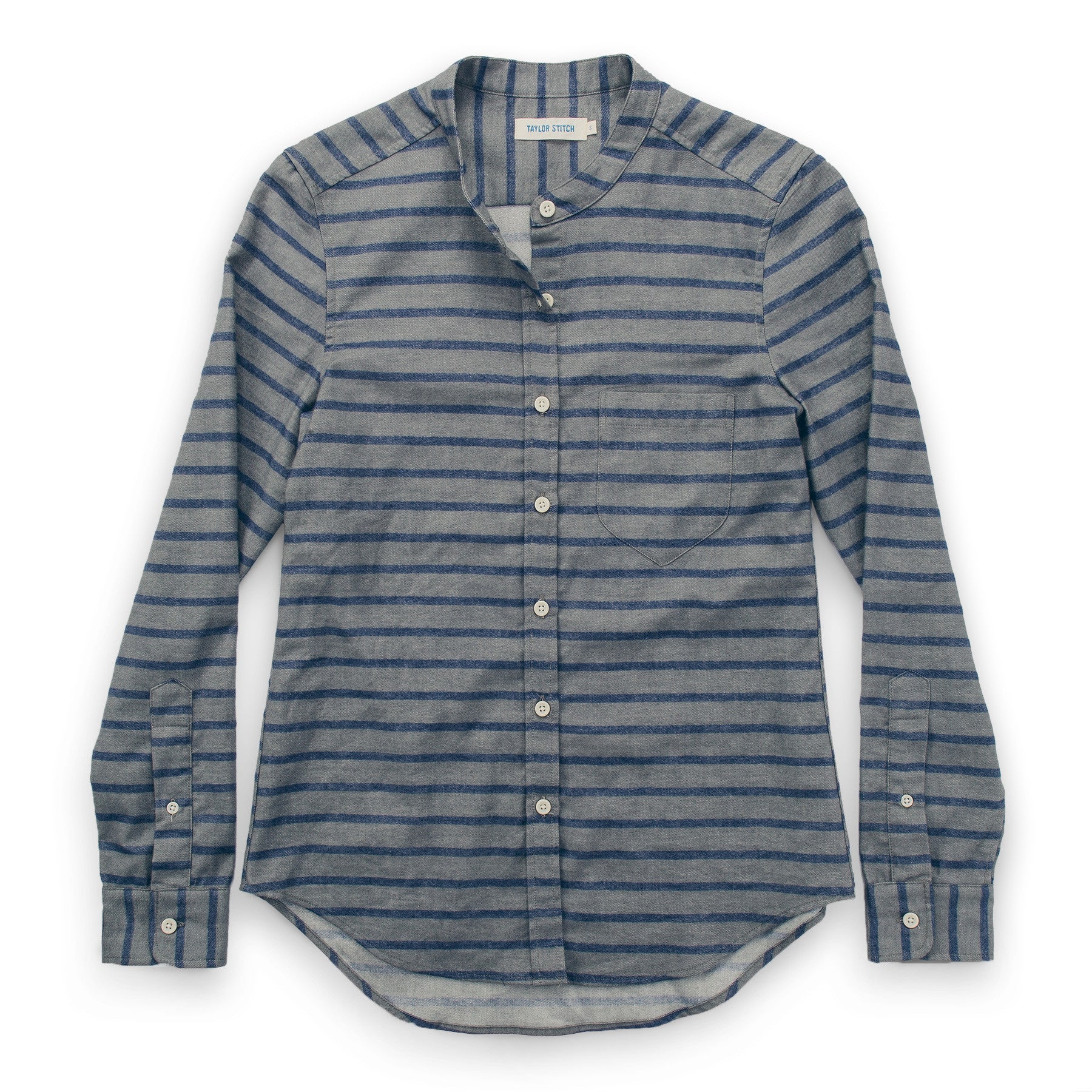 The Piper Shirt in Ash & Navy Stripe Flannel: Featured Image, Wovens by Taylor Stitch