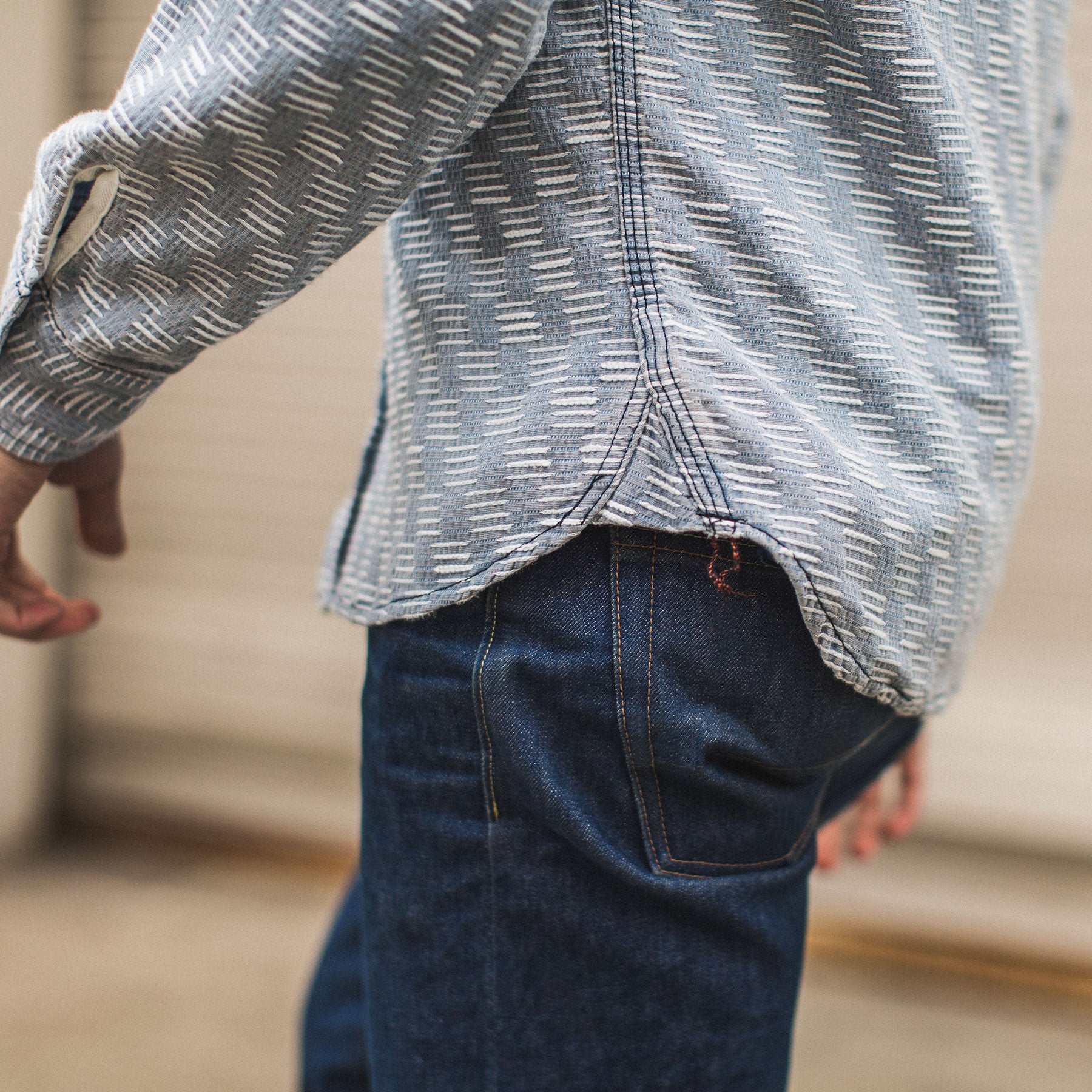 The Utility Shirt in Washed Indigo Jacquard: Alternate Image 3, Wovens by Taylor Stitch