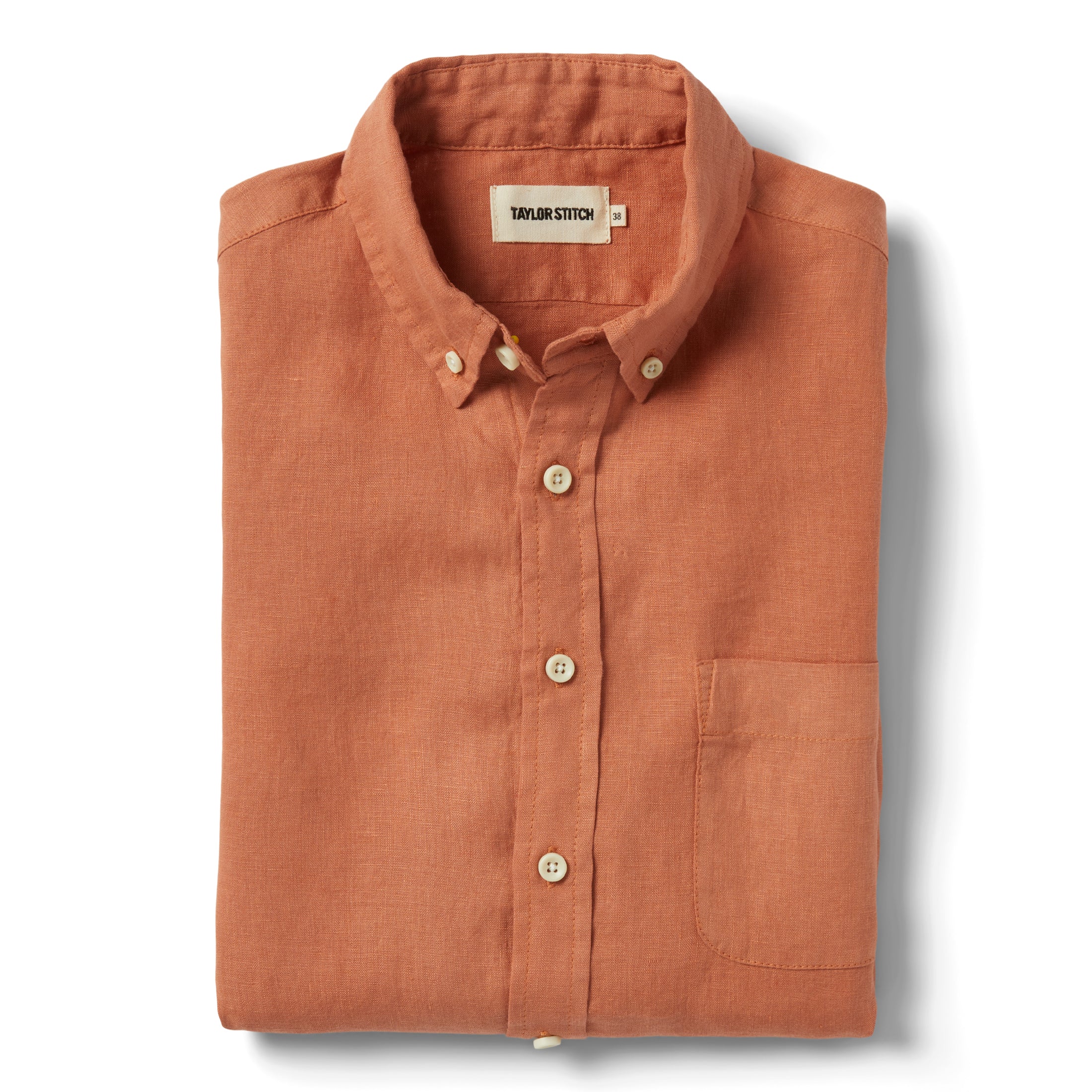 flatlay of The Jack in Apricot Linen, Wovens by Taylor Stitch