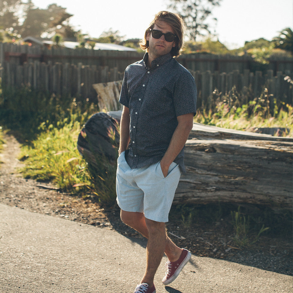 Sun Bleached Indigo Linen and Cotton Leisure Shorts: Alternate Image 1, Pants by Taylor Stitch