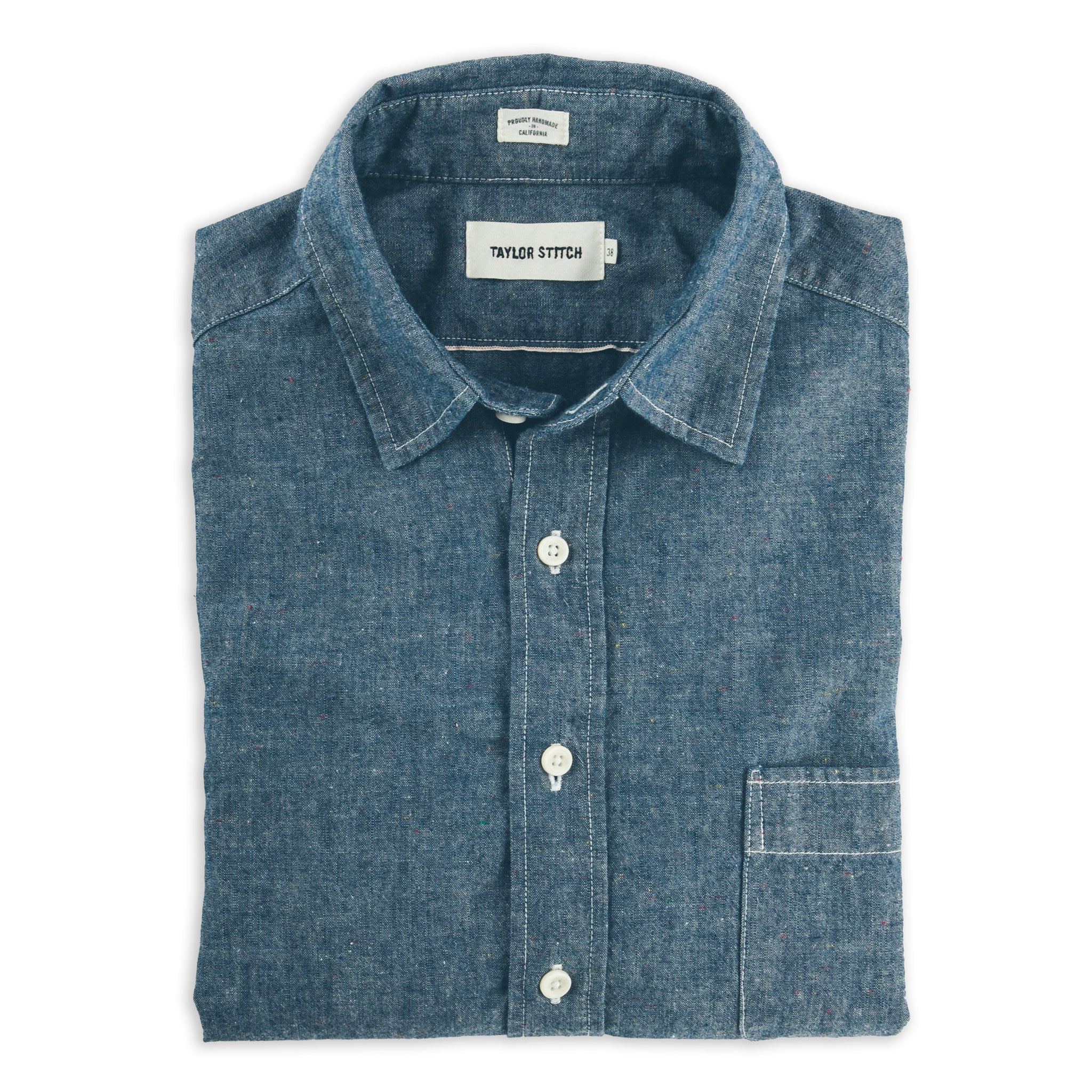 The California in Selvage Confetti Chambray: Featured Image, Wovens by Taylor Stitch