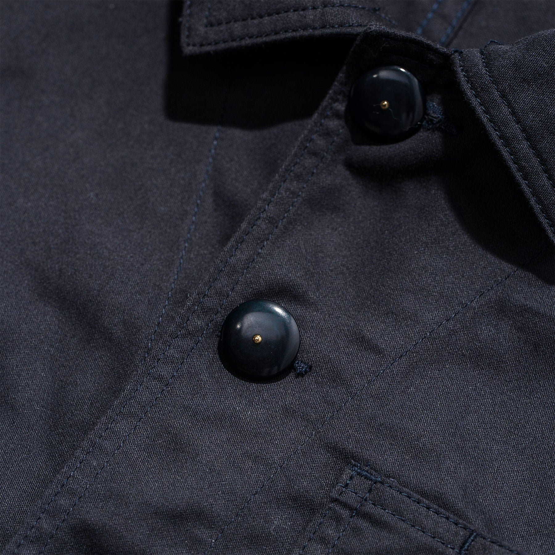 material shot of the buttons on The Ojai Jacket in Indigo, Outerwear by Taylor Stitch