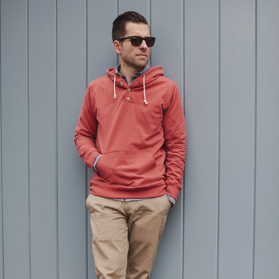 The Dusty Red 3 Button Hooded Sweatshirt: Alternate Image 2, Knits by Taylor Stitch