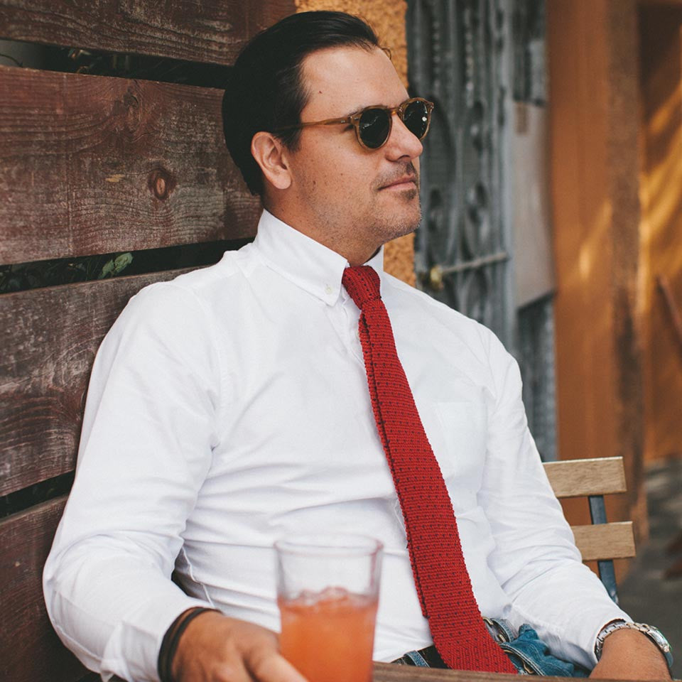 Red & Navy Silk Knit Tie: Alternate Image 1, Accessories by Taylor Stitch