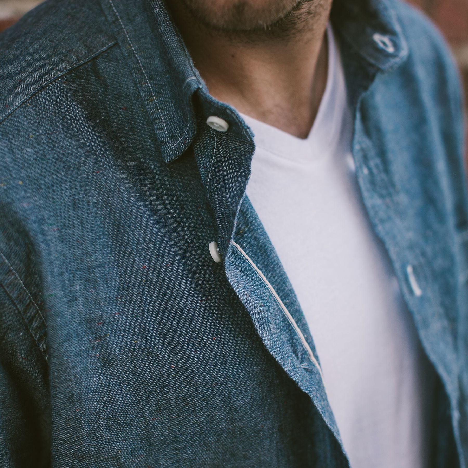 The California in Selvage Confetti Chambray: Alternate Image 4, Wovens by Taylor Stitch