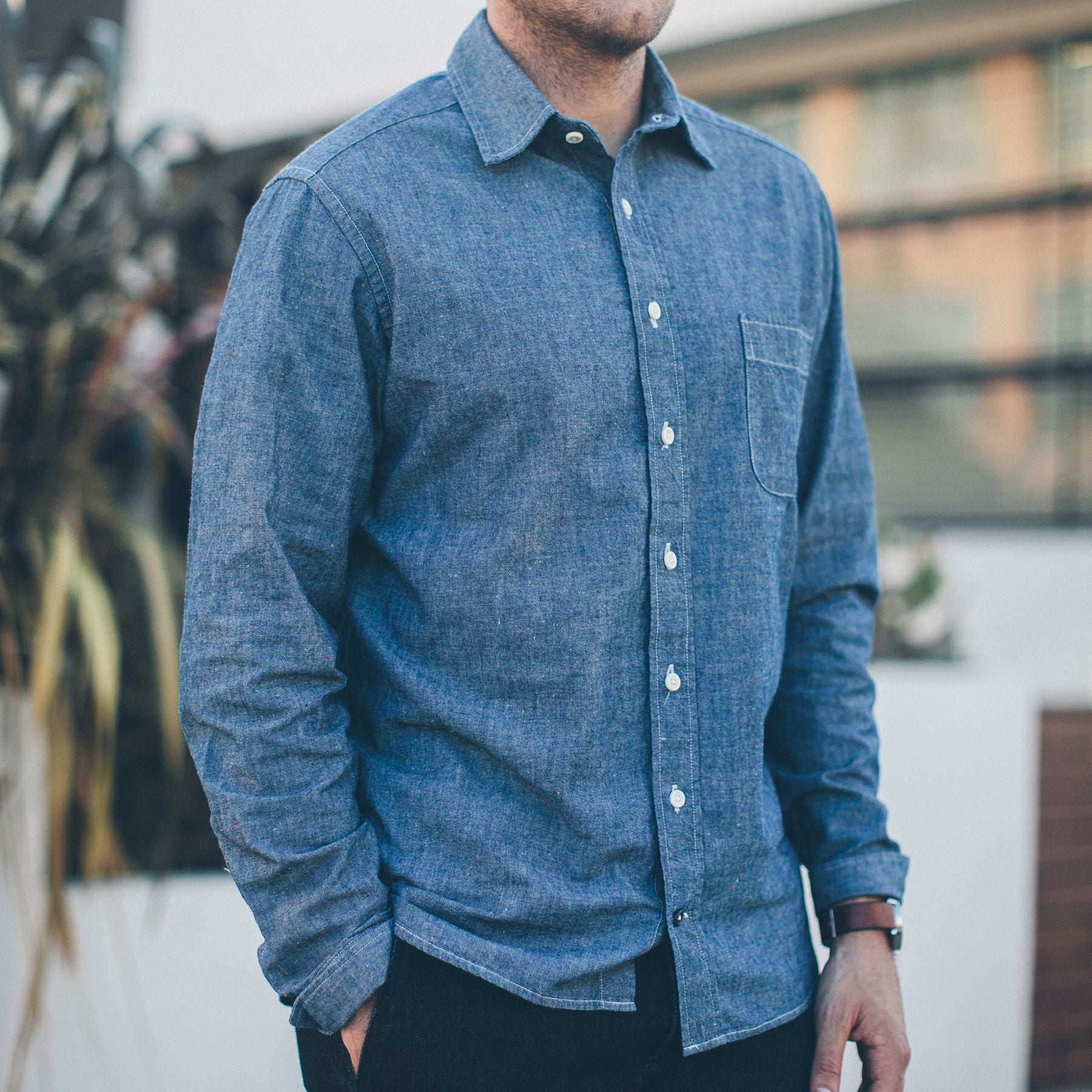 The California in Selvage Confetti Chambray: Alternate Image 5, Wovens by Taylor Stitch