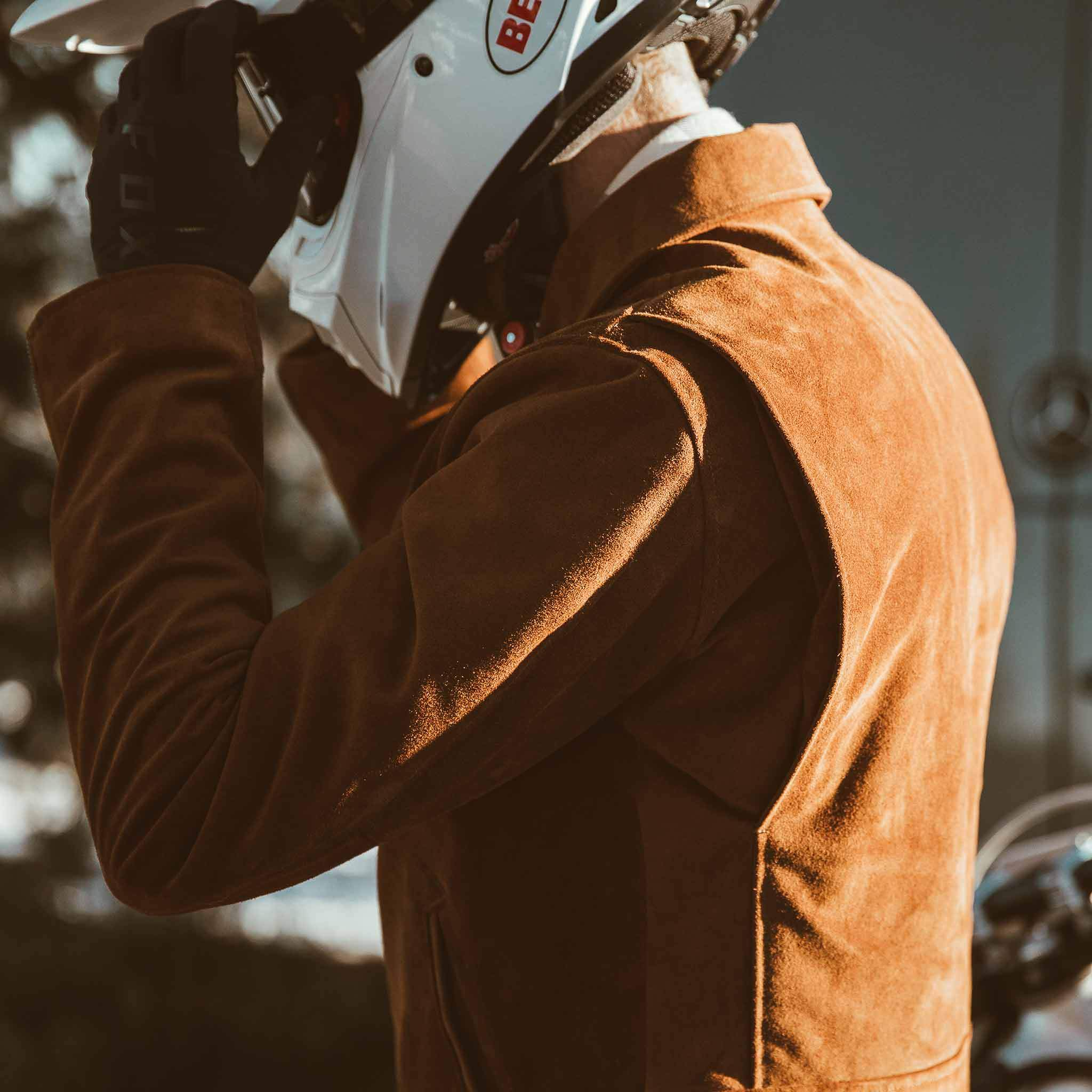 The Moto Jacket in Tobacco Suede: Alternate Image 2, Outerwear by Taylor Stitch