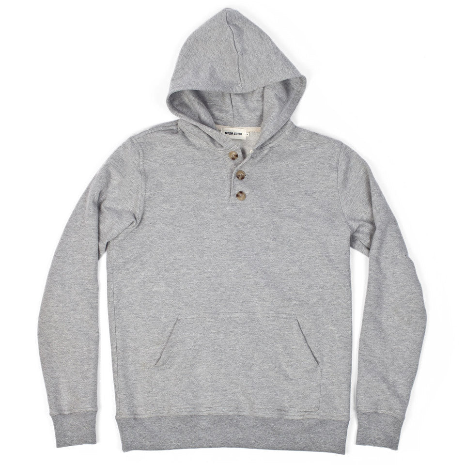Heather Grey 3 Button Hooded Sweatshirt: Featured Image, Knits by Taylor Stitch