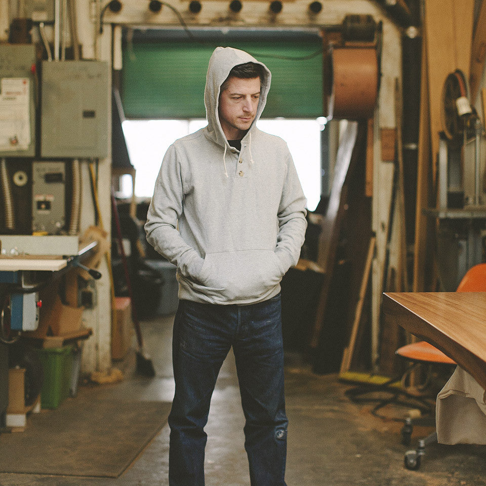Heather Grey 3 Button Hooded Sweatshirt: Alternate Image 2, Knits by Taylor Stitch
