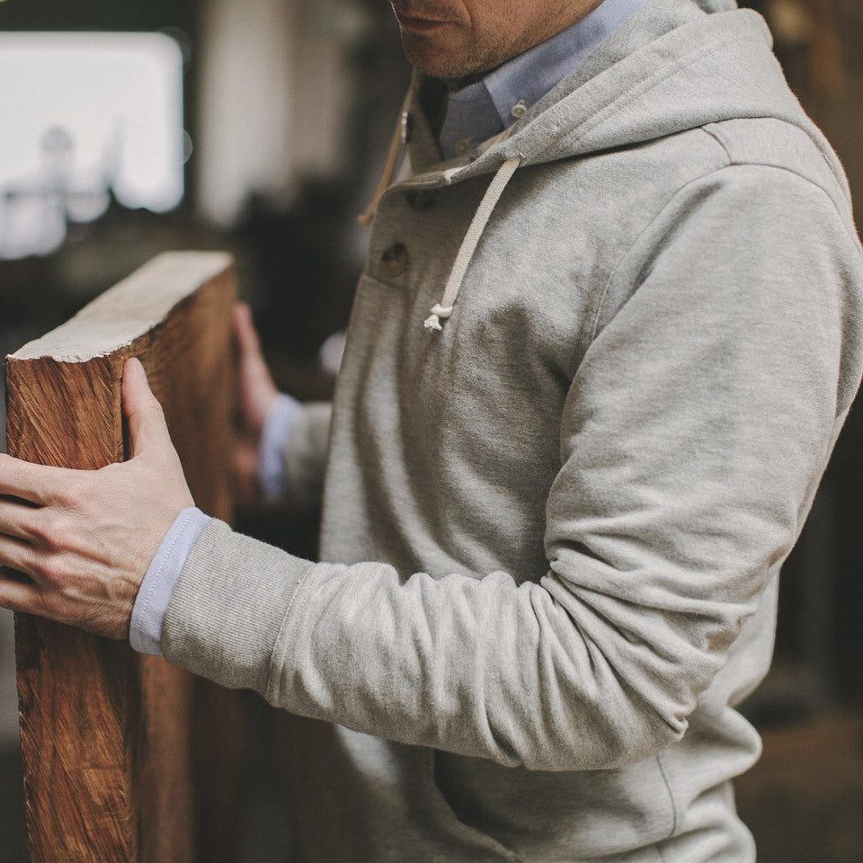 Heather Grey 3 Button Hooded Sweatshirt: Alternate Image 4, Knits by Taylor Stitch