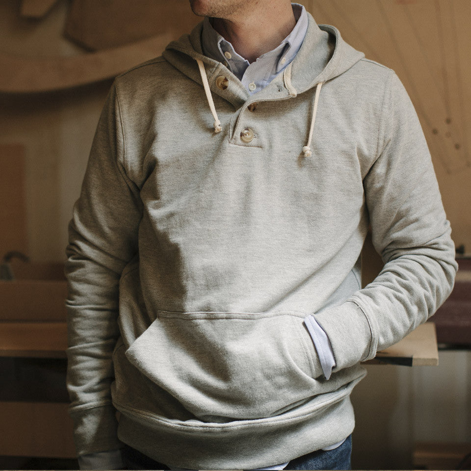 Heather Grey 3 Button Hooded Sweatshirt: Alternate Image 5, Knits by Taylor Stitch
