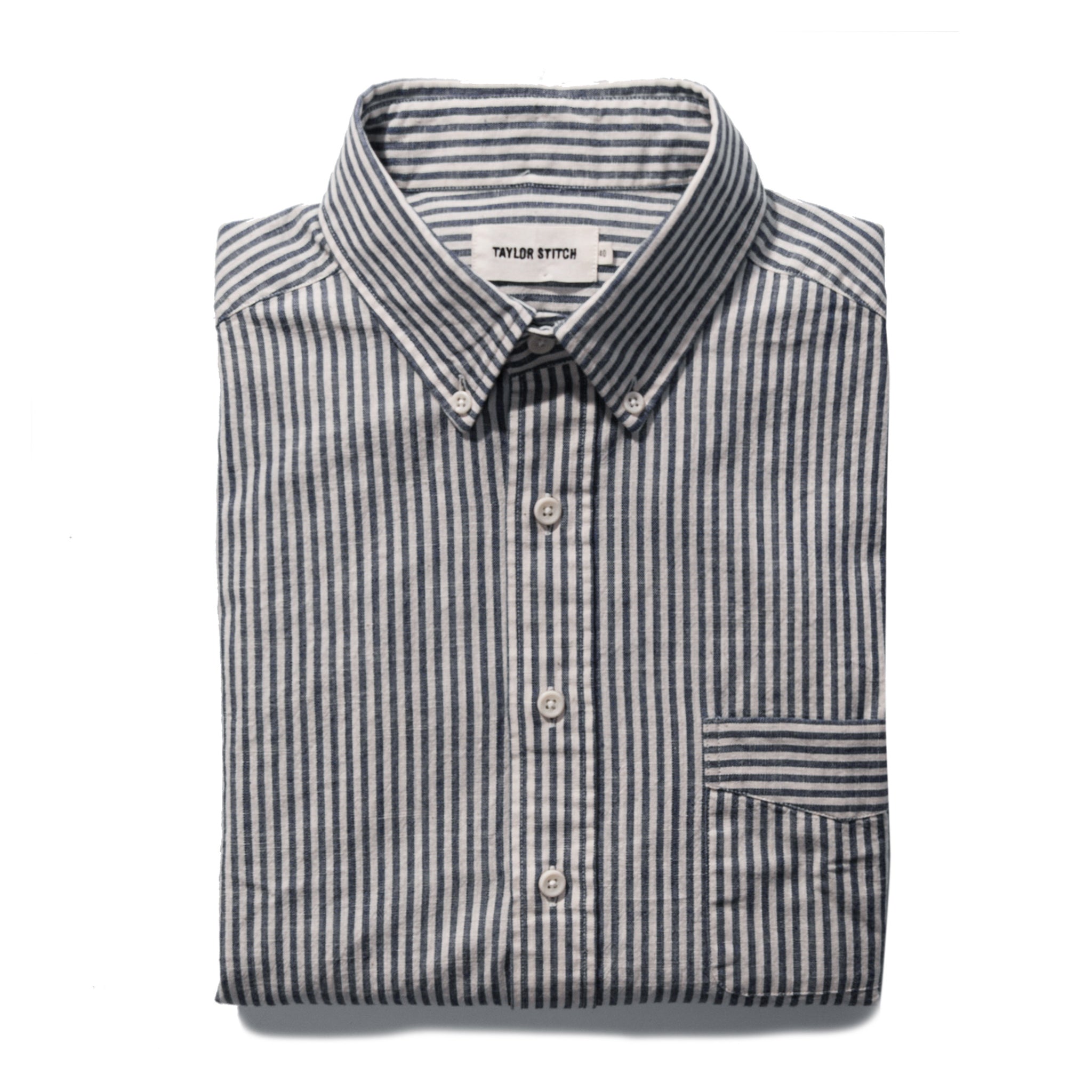 The Jack in Natural Striped Chambray: Featured Image, Wovens by Taylor Stitch