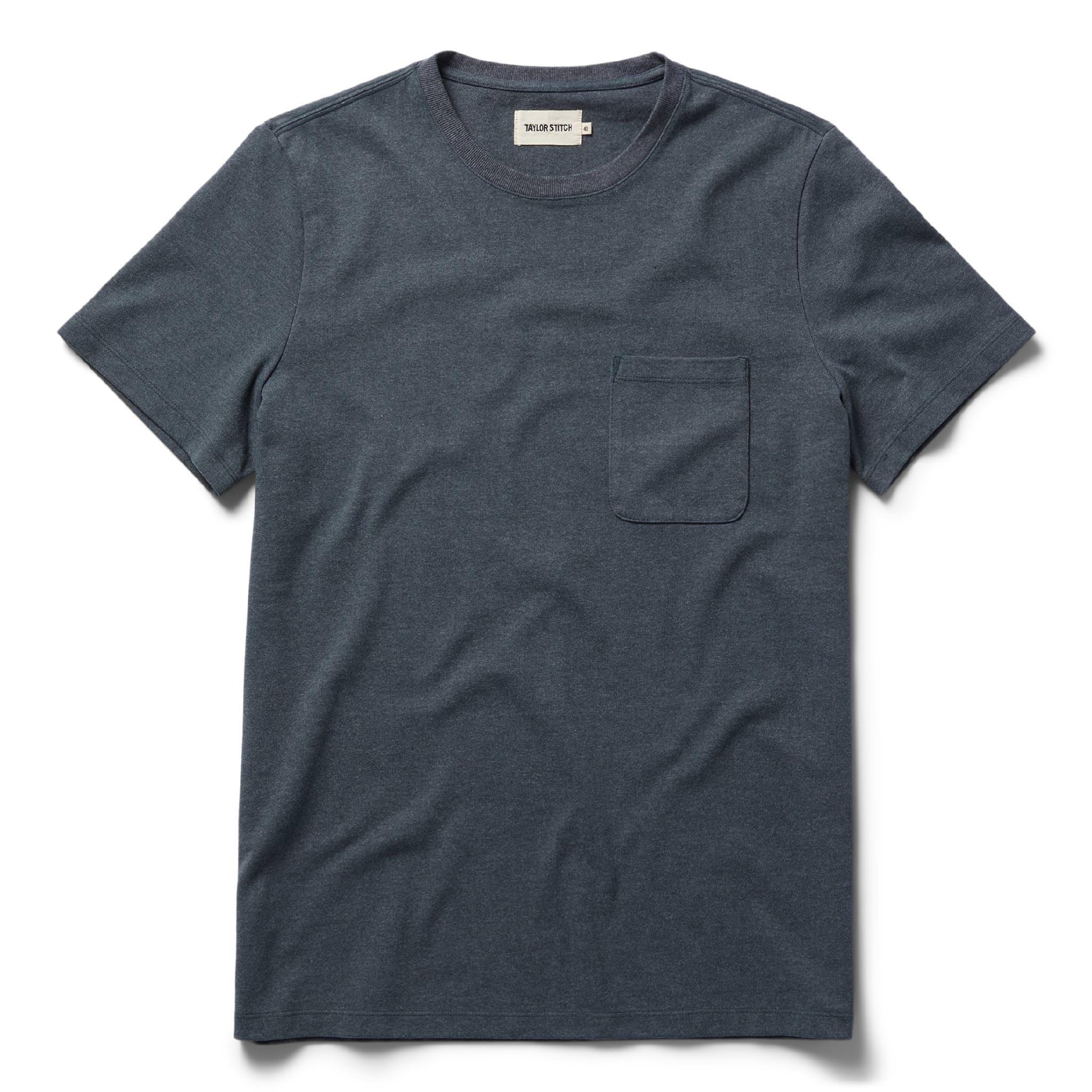 flatlay of The Heavy Bag Tee in Dark Slate, Knits by Taylor Stitch