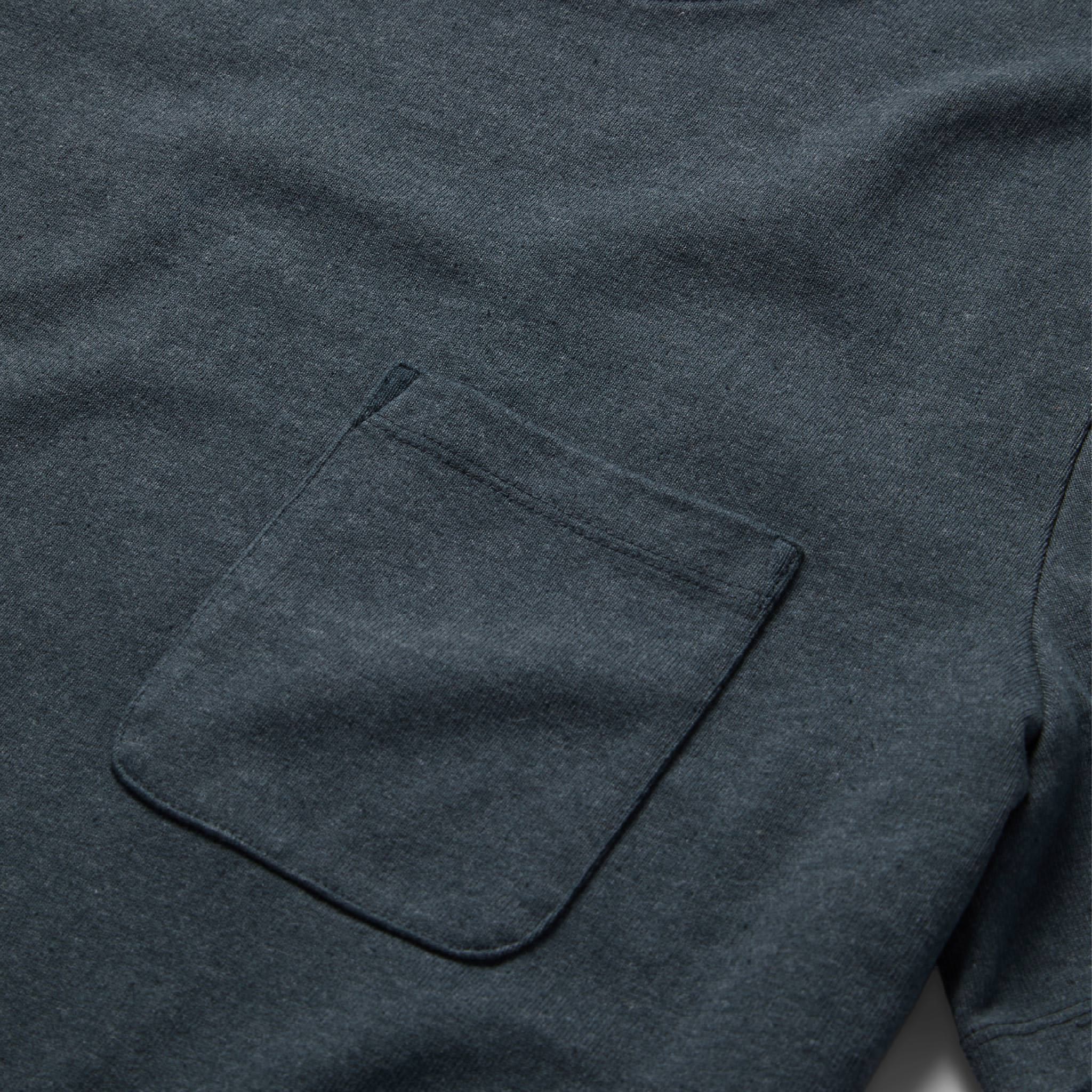 material shot of the pocket detail on The Heavy Bag Tee in Dark Slate, Knits by Taylor Stitch
