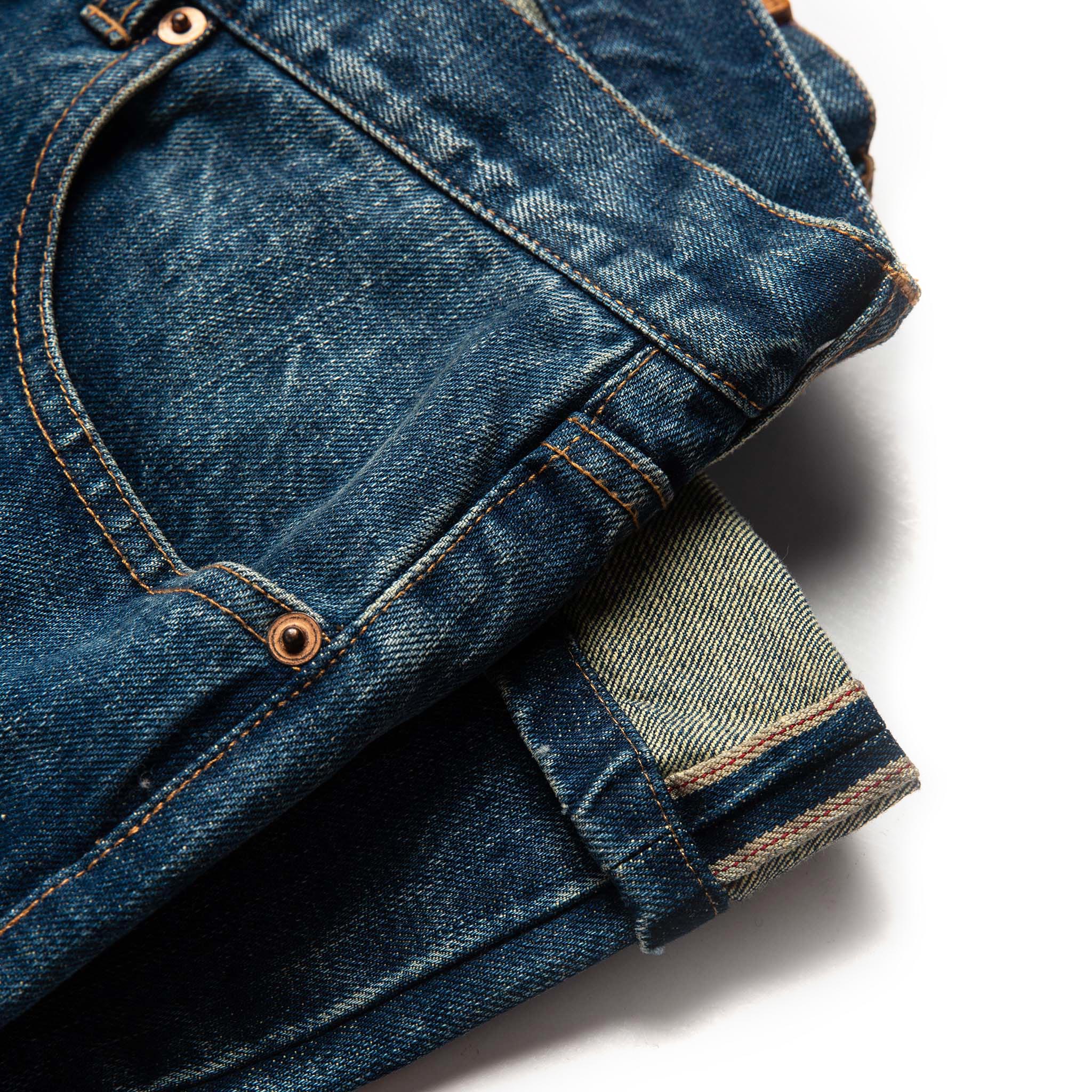 material shot of selvage hem of The Democratic Jean in Sawyer Wash Organic Selvage, Bottoms by Taylor Stitch