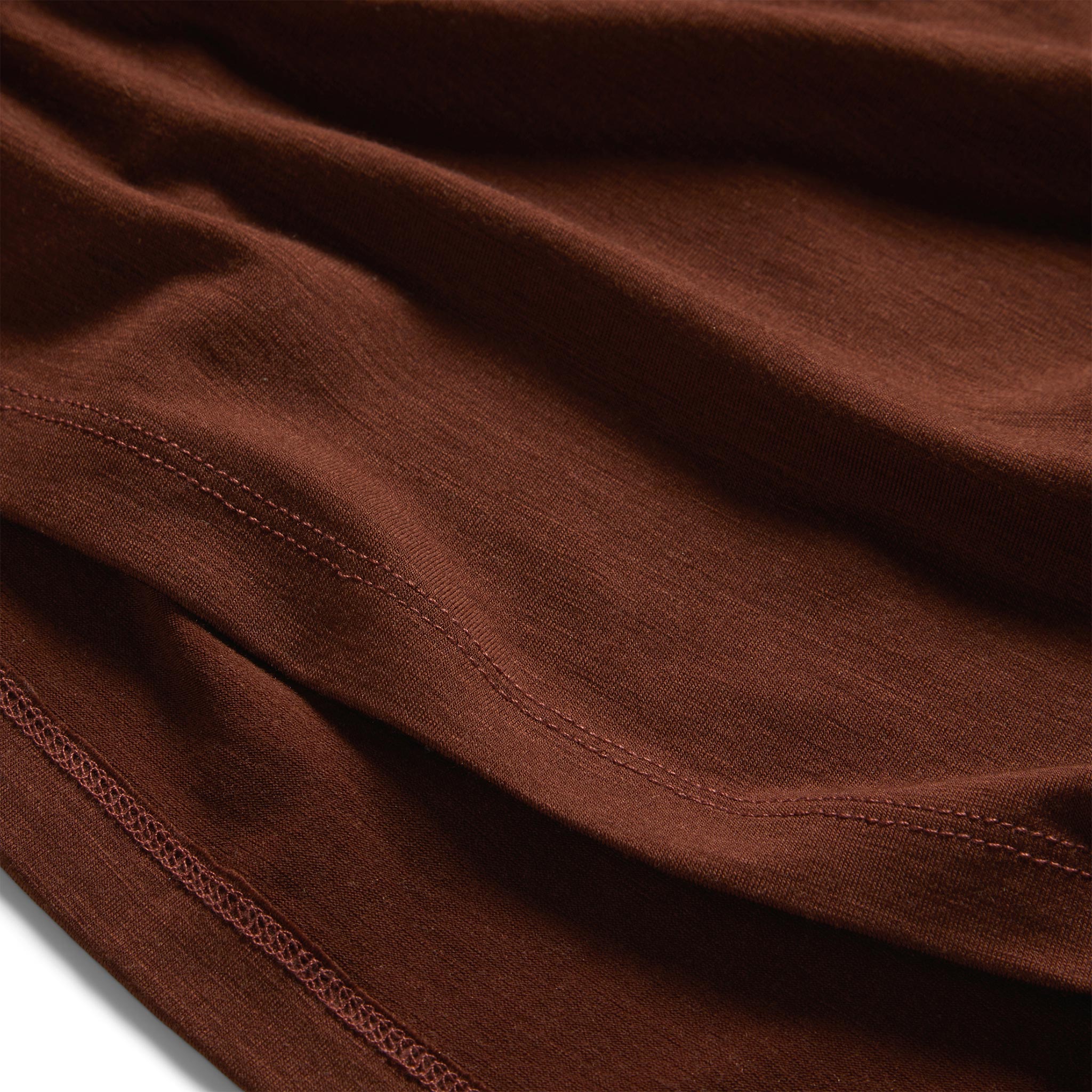 material shot of the hem on The Merino Tee in Russet, Knits by Taylor Stitch