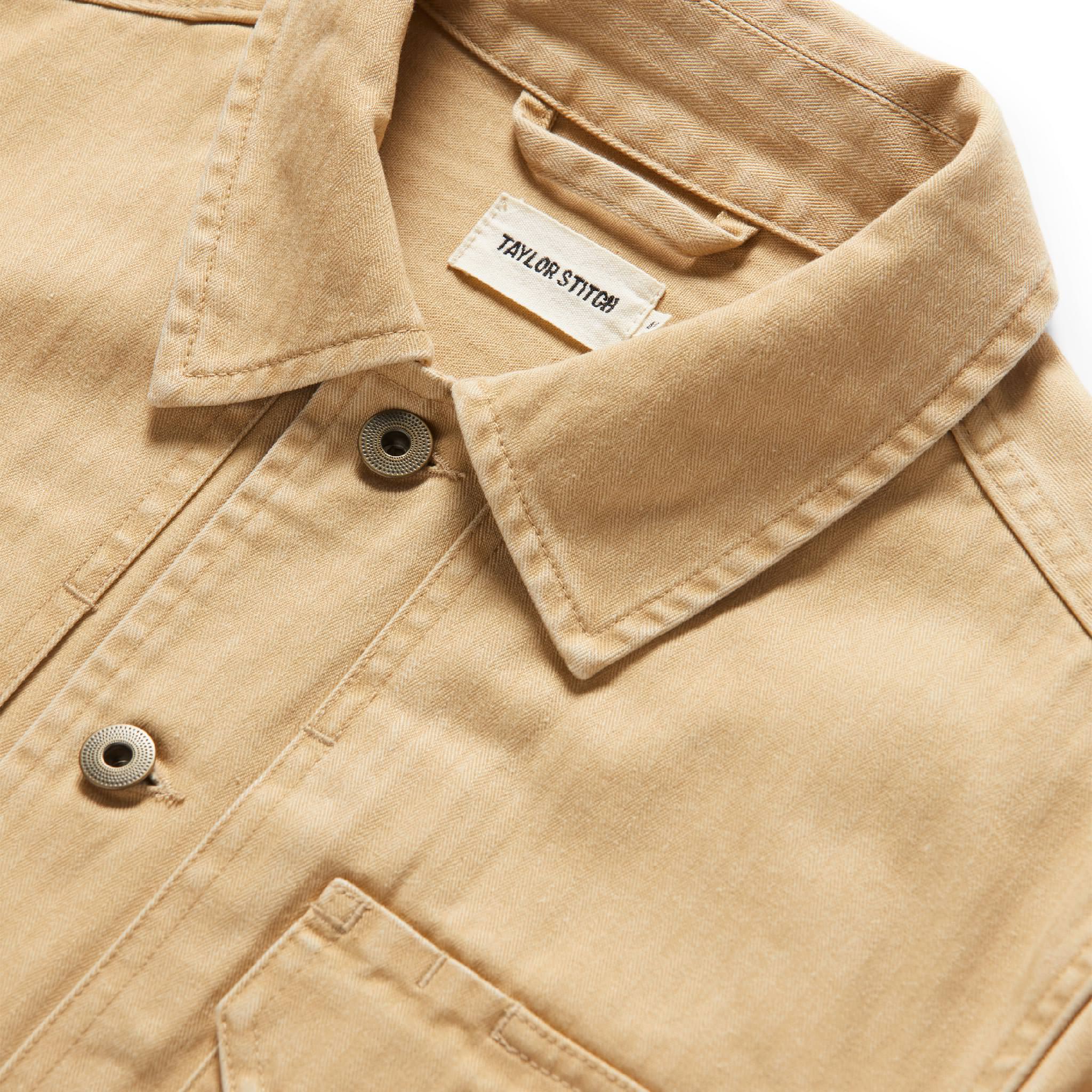 material shot of The Reserve Shirt in Khaki Herringbone, Outerwear by Taylor Stitch