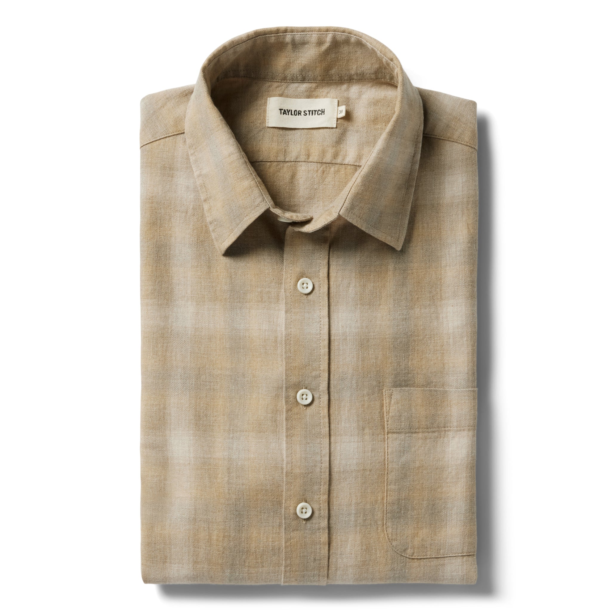 flatlay of The California Heathered Sunrise Plaid, Wovens by Taylor Stitch