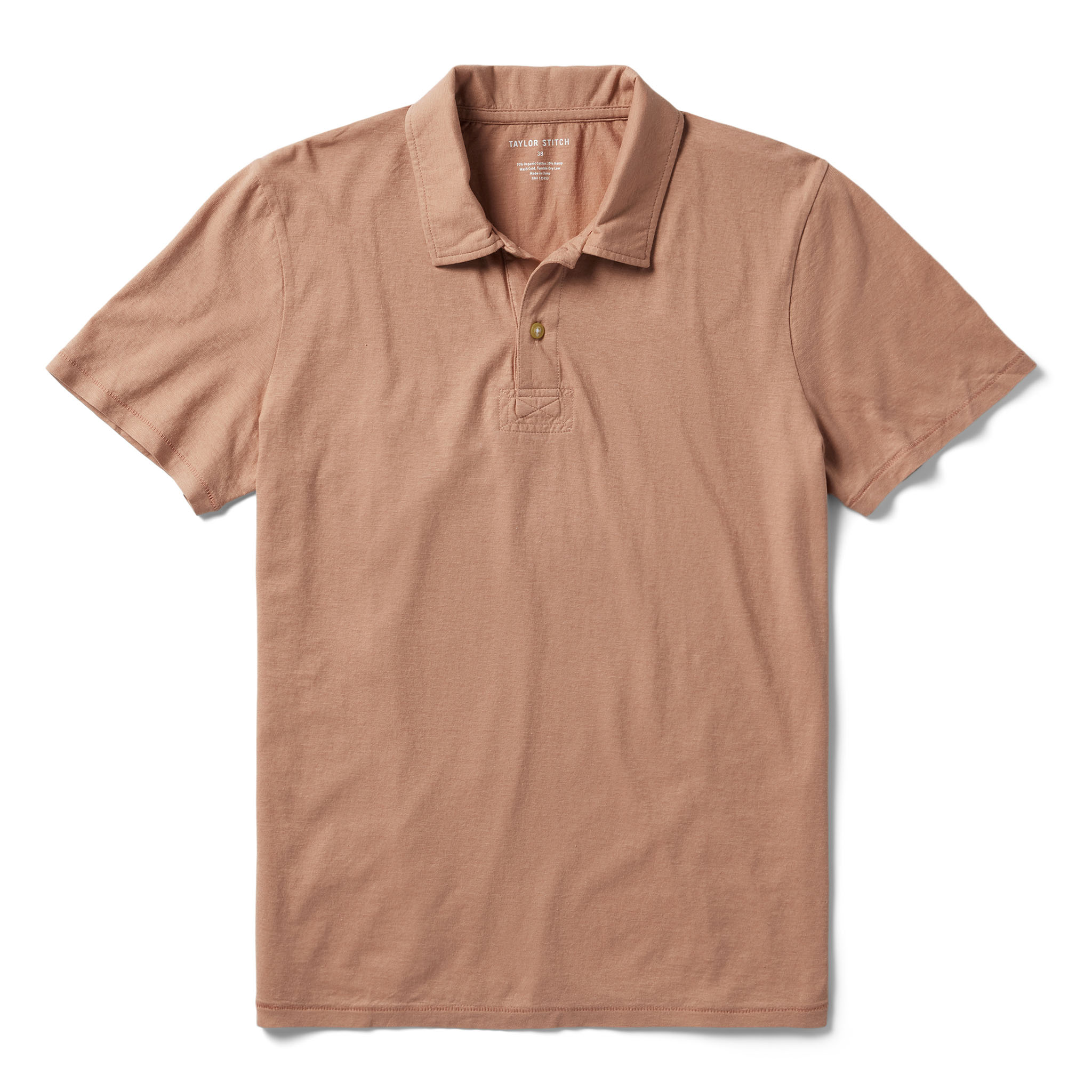 flatlay of The Cotton Hemp Polo in Dried Acorn, Knits by Taylor Stitch