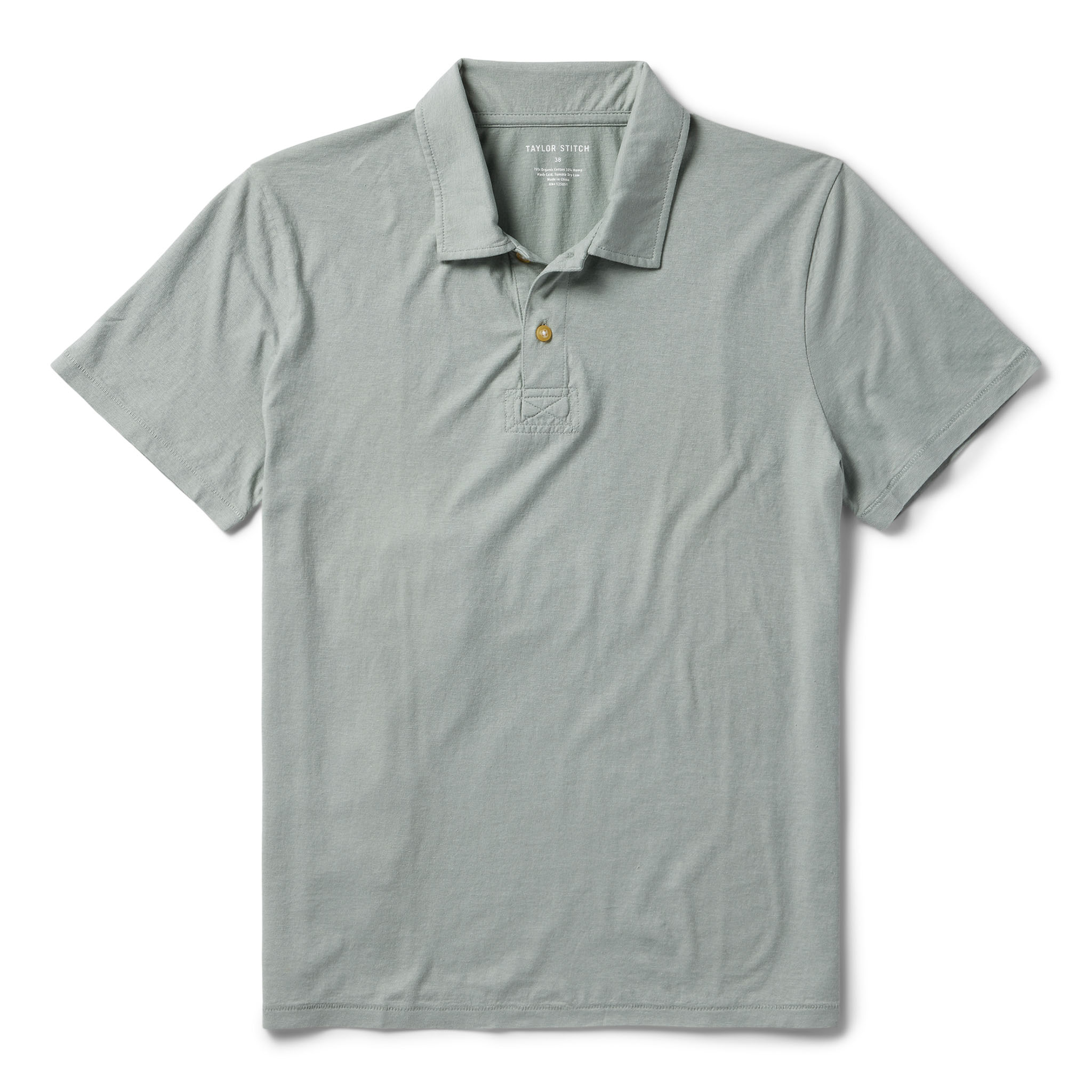 flatlay of The Cotton Hemp Polo in Slate, Knits by Taylor Stitch