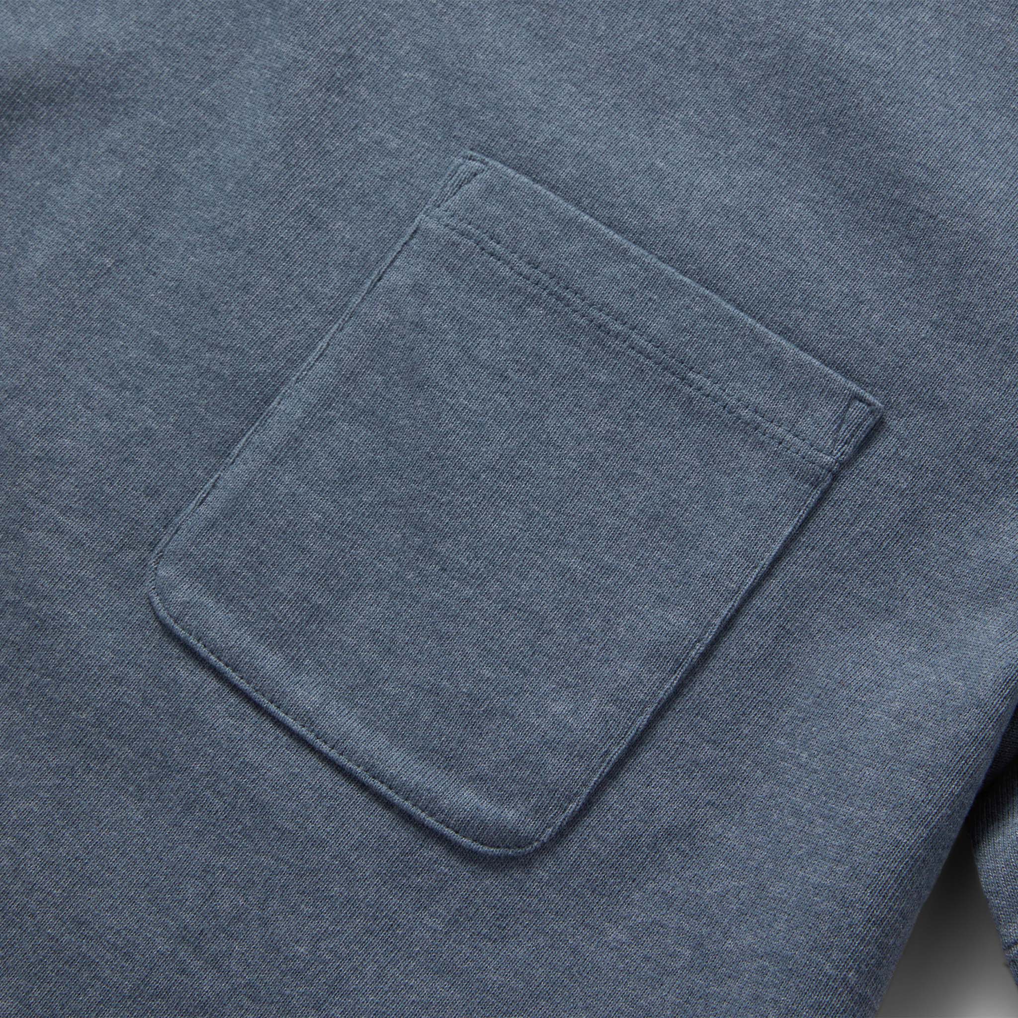 material shot of the chest pocket of The Heavy Bag Tee in Storm, Knits by Taylor Stitch