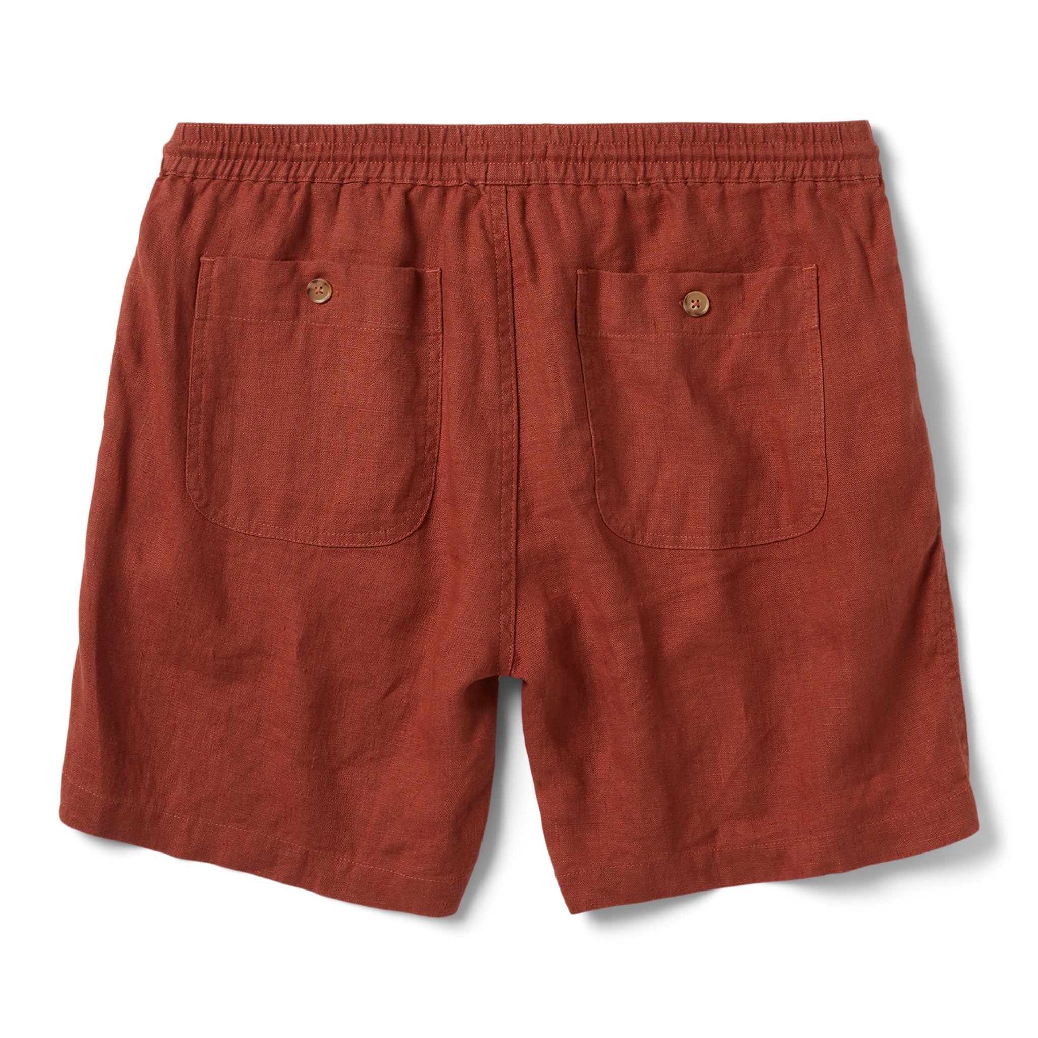 flatlay of The Apres Short in Sienna Hemp, shown from the back, Shorts by Taylor Stitch