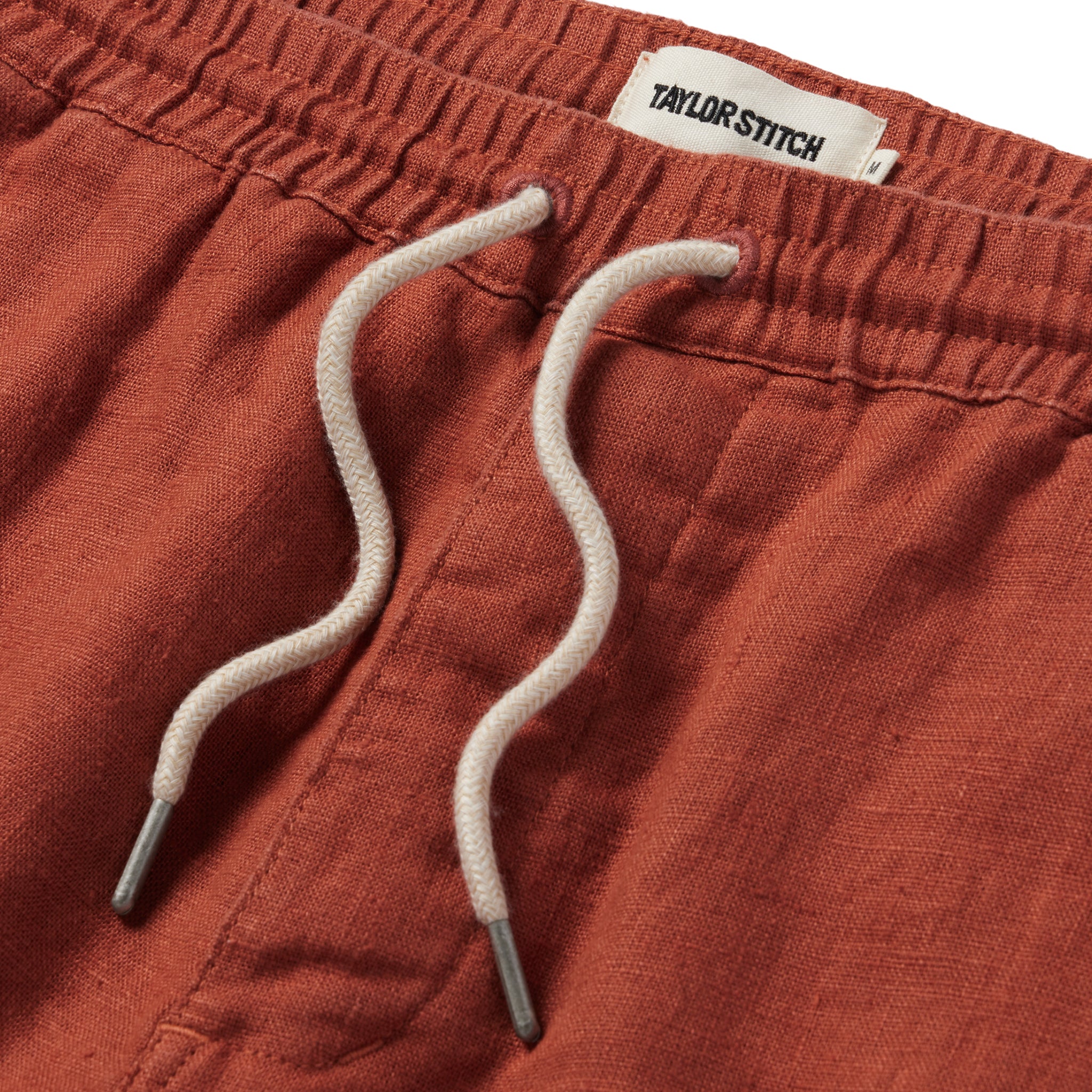 material shot of the drawcord on The Apres Short in Sienna Hemp, Shorts by Taylor Stitch