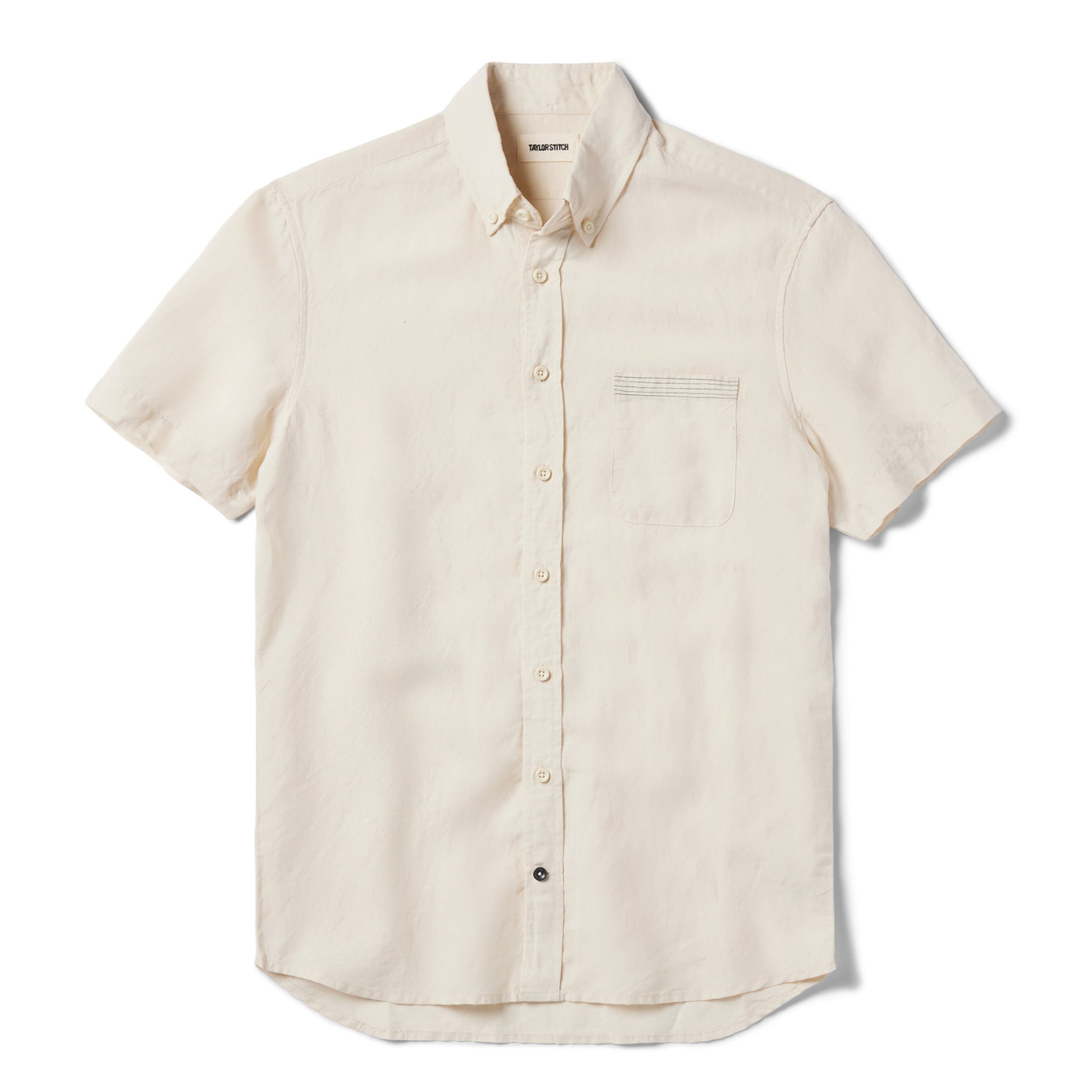 flatlay of The Short Sleeve Jack in Natural and Espresso, Wovens by Taylor Stitch