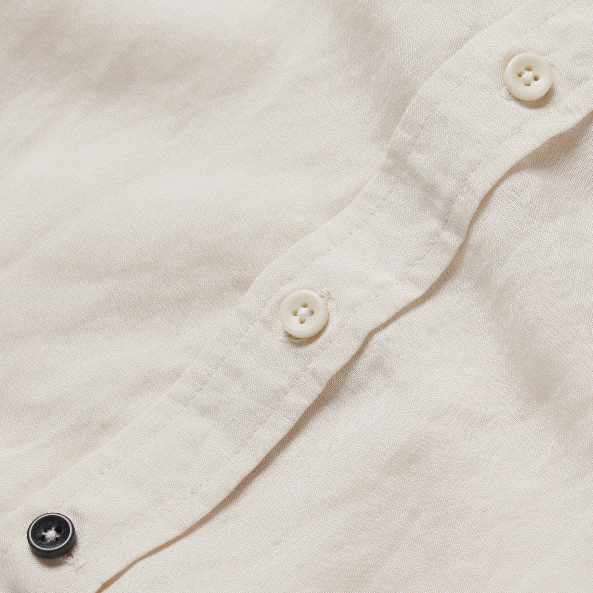 material shot of the buttons on The Short Sleeve Jack in Natural and Espresso, Wovens by Taylor Stitch