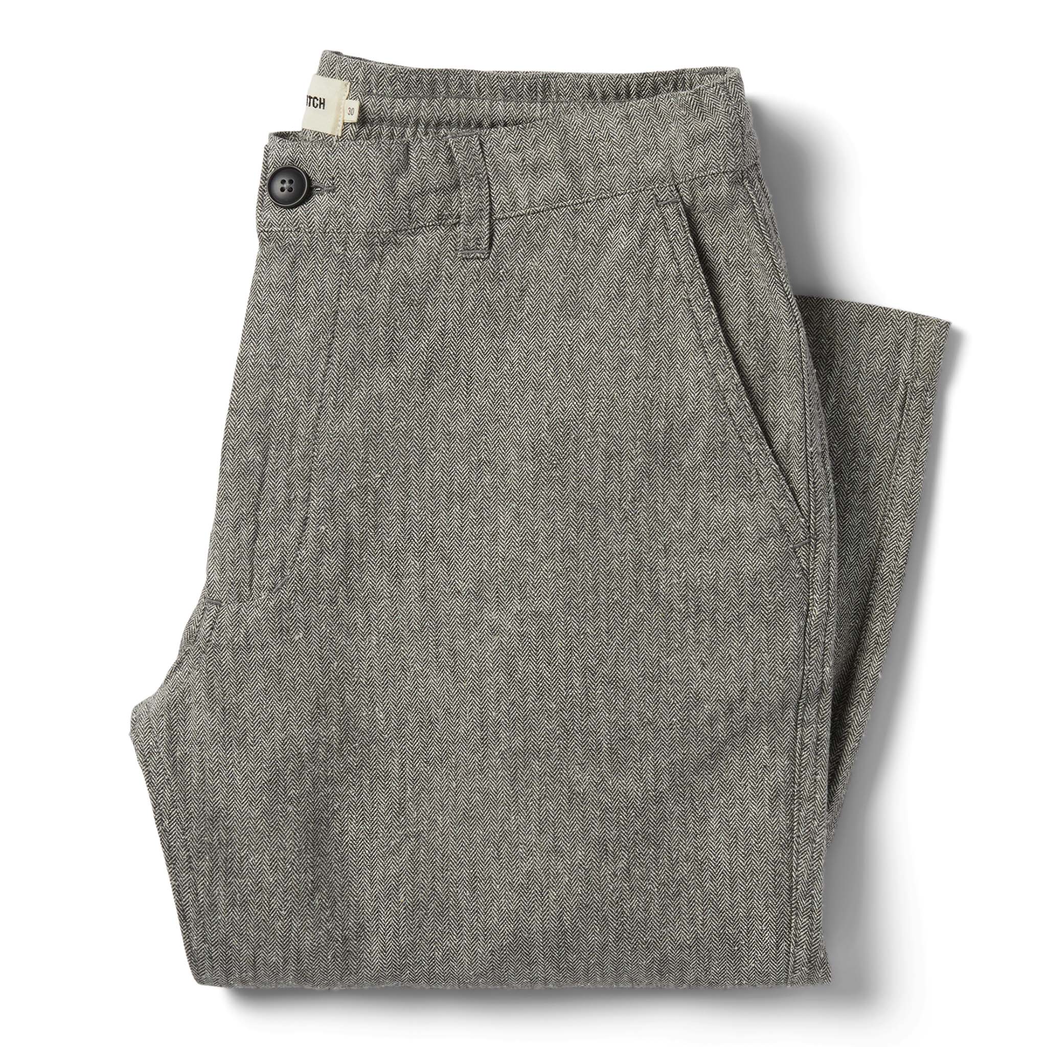 flatlay of The Easy Pant in Charcoal Herringbone, Bottoms by Taylor Stitch
