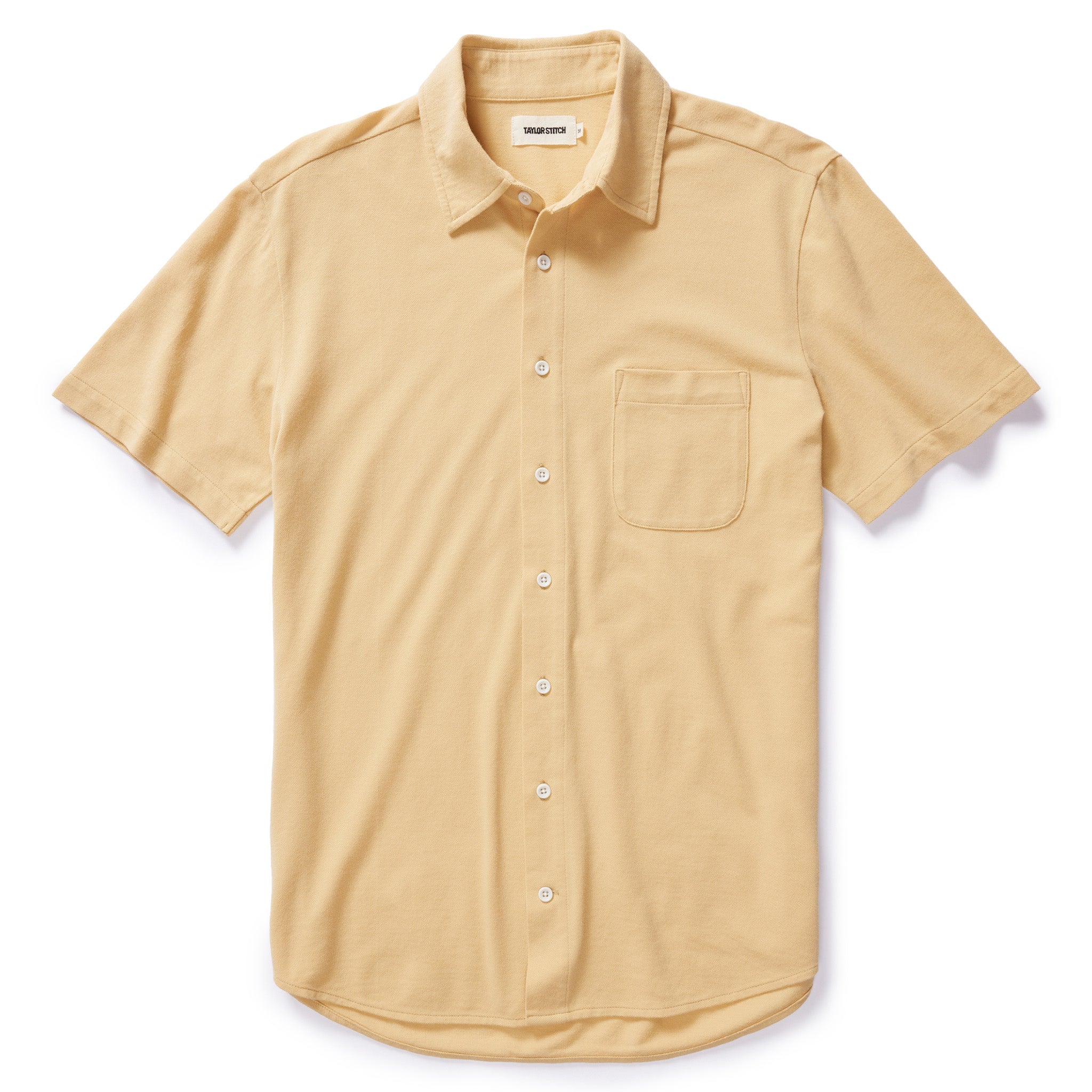 flatlay of The Short Sleeve California in Oak Pique, Knits by Taylor Stitch